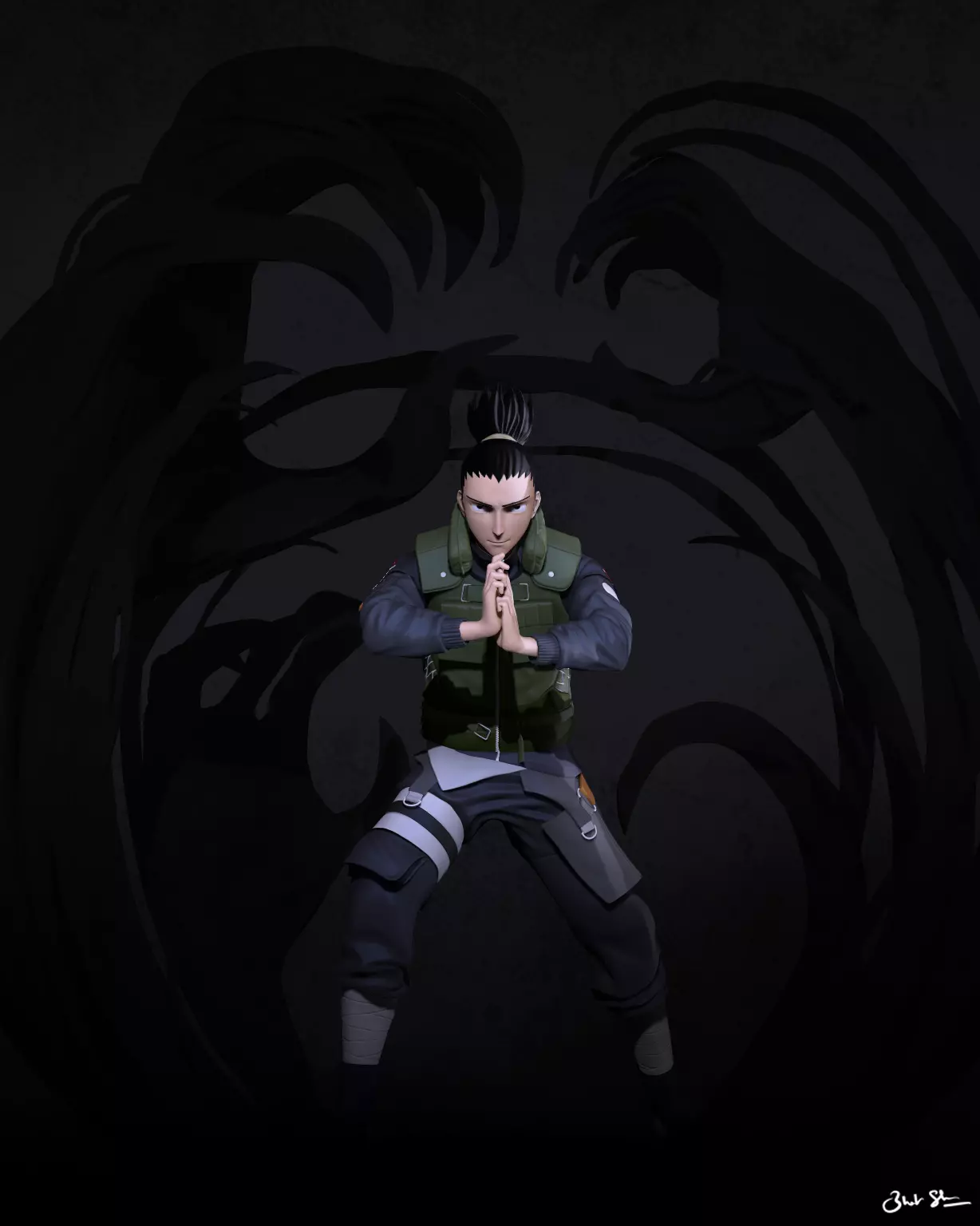 Shikamaru Nara dragon Shadow 3D print model_0