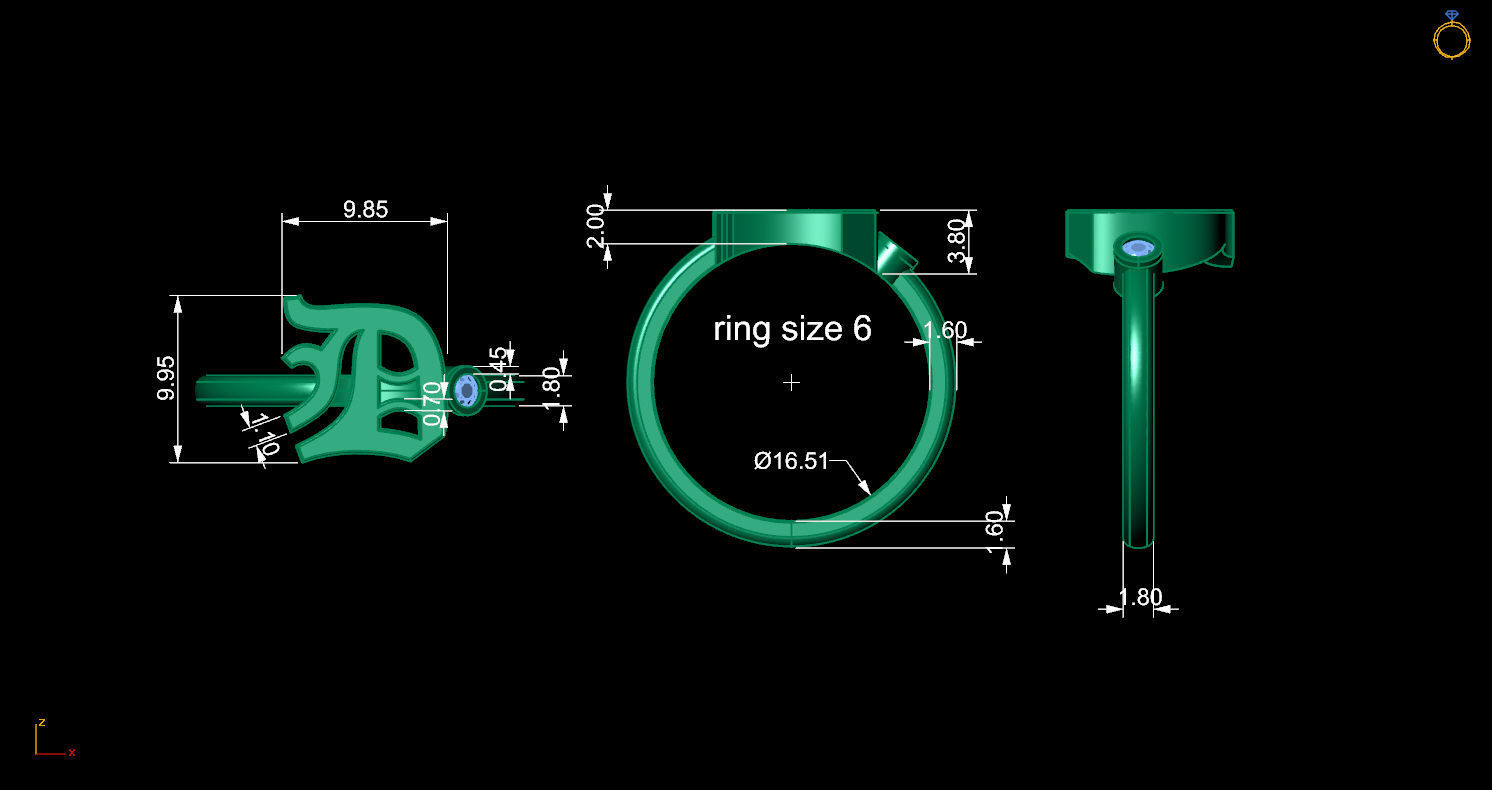 - Old English font ring D 3D print model_11