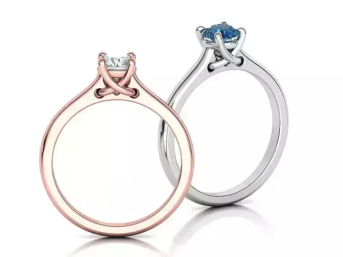 Four Prong Crossover Solitaire Engagement ring 5mm Stone