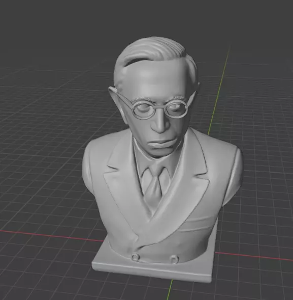Jean-Paul Sartre 3D print model_7