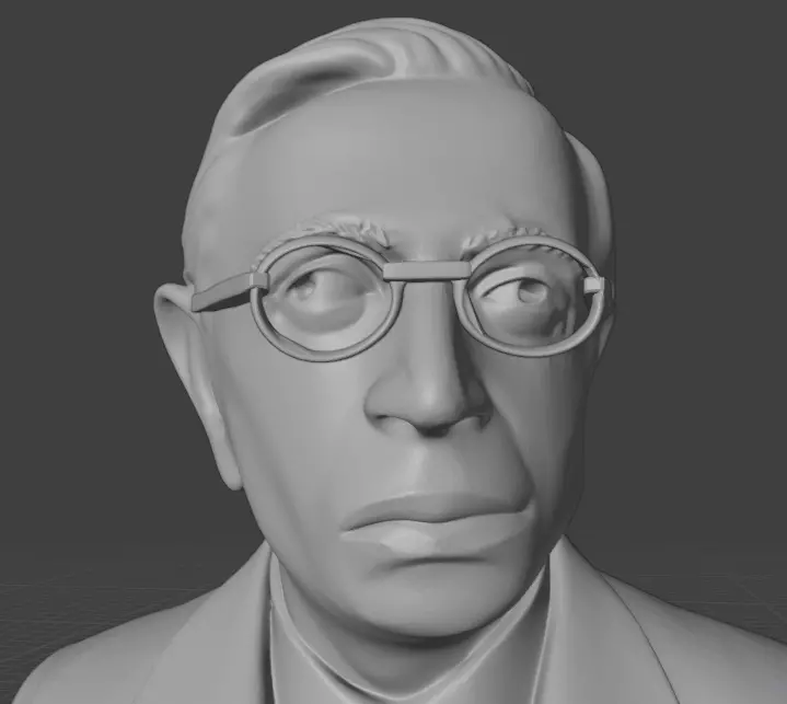 Jean-Paul Sartre 3D print model_8