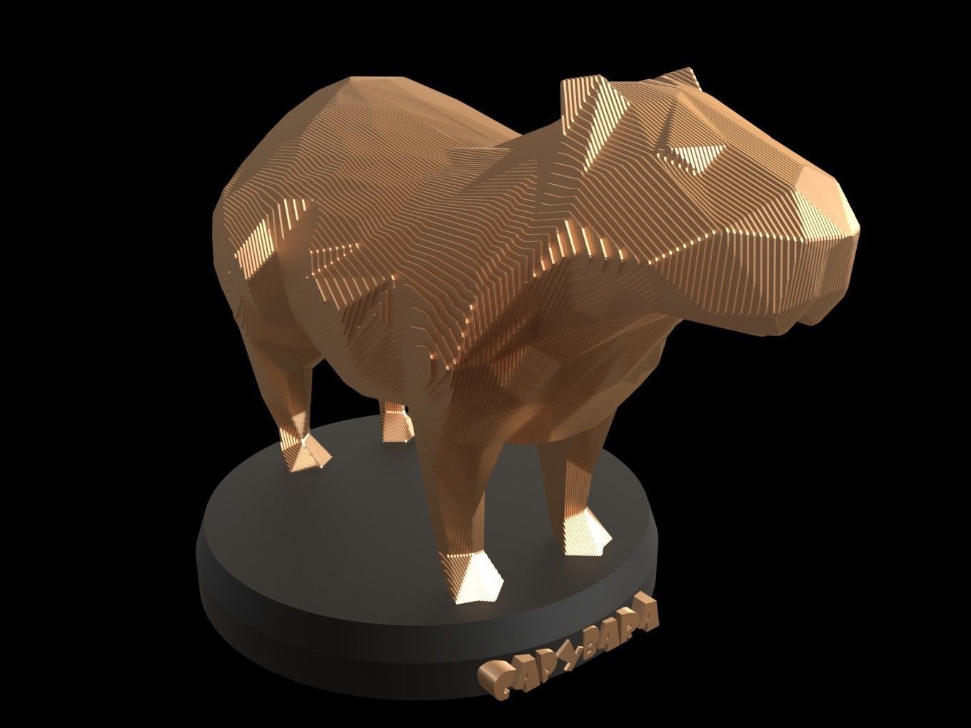 Parametric Capybara Low-poly 3D model_5