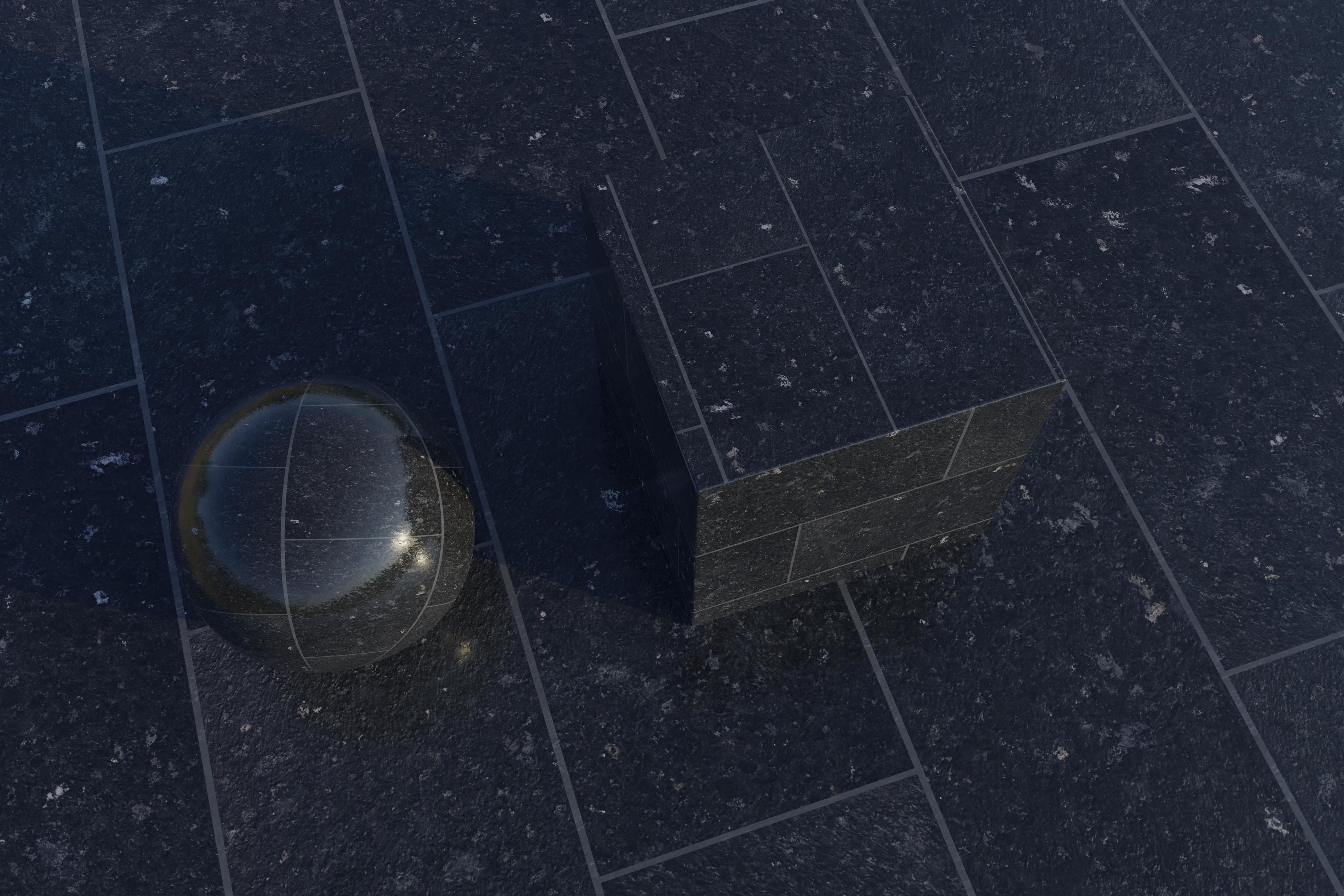Seamless Black Galaxy Granite Tiles Floor 4k 3D model_3