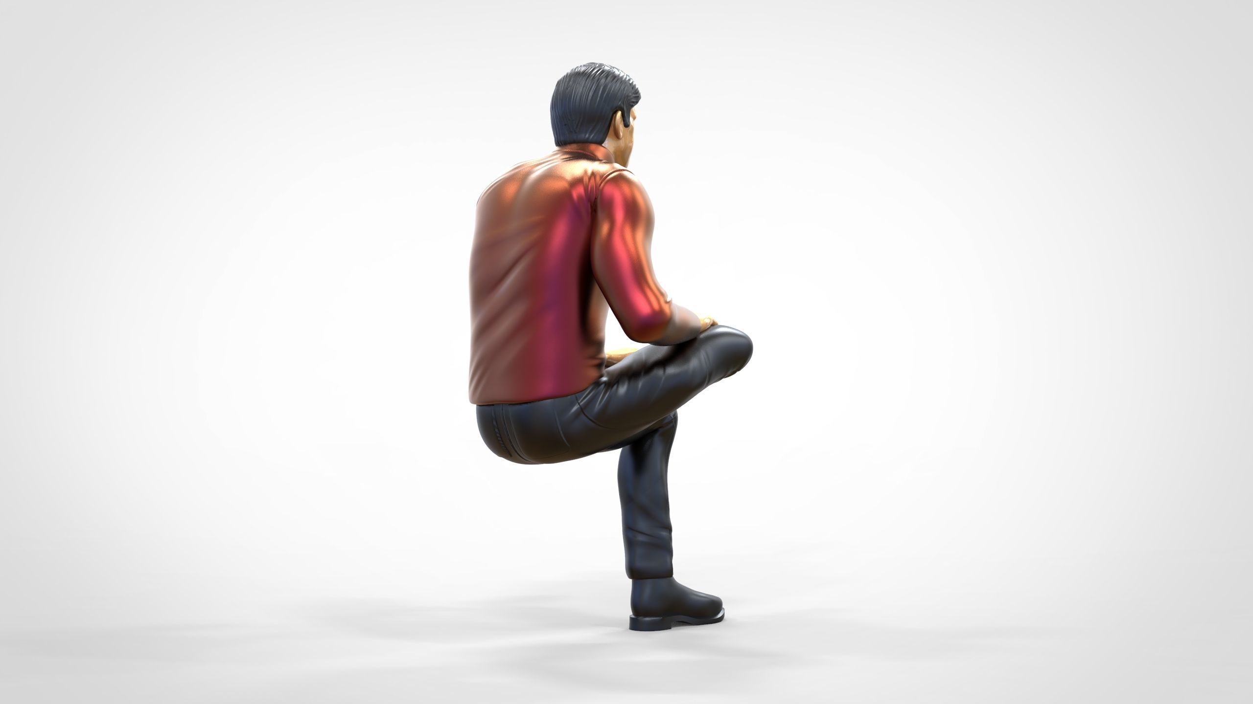 N4 Sitting man waiting 3D print model_9