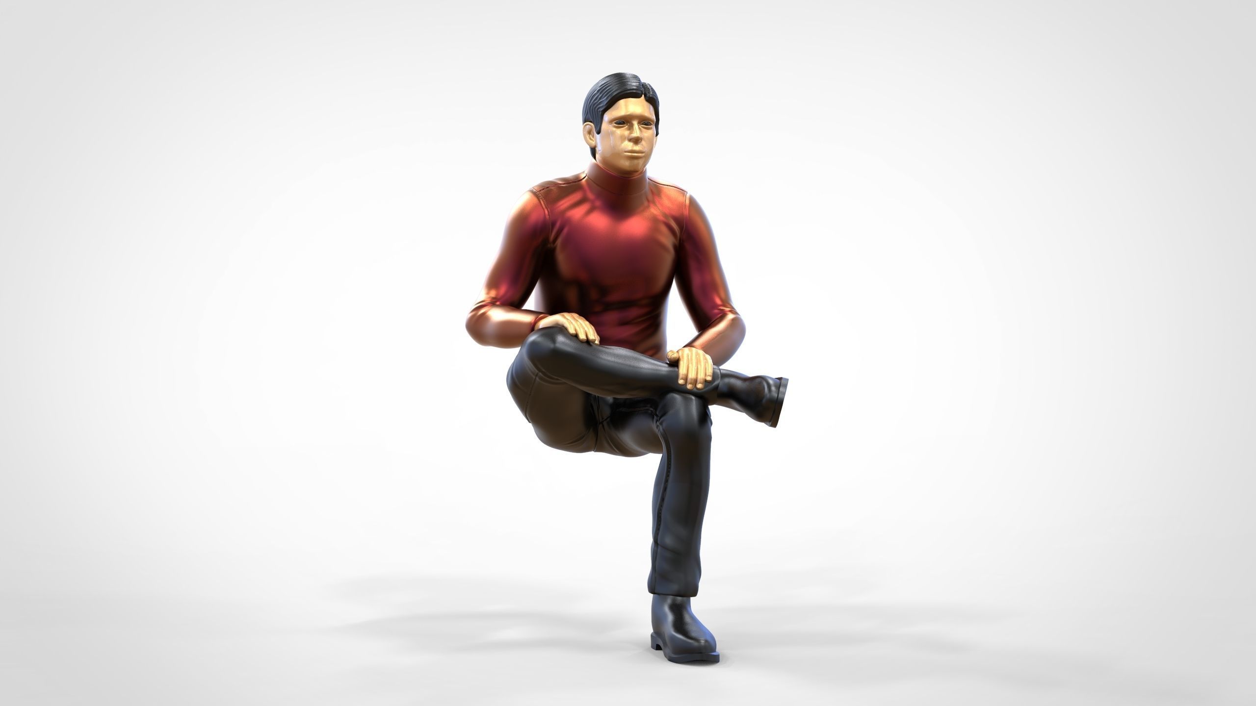 N4 Sitting man waiting 3D print model_20