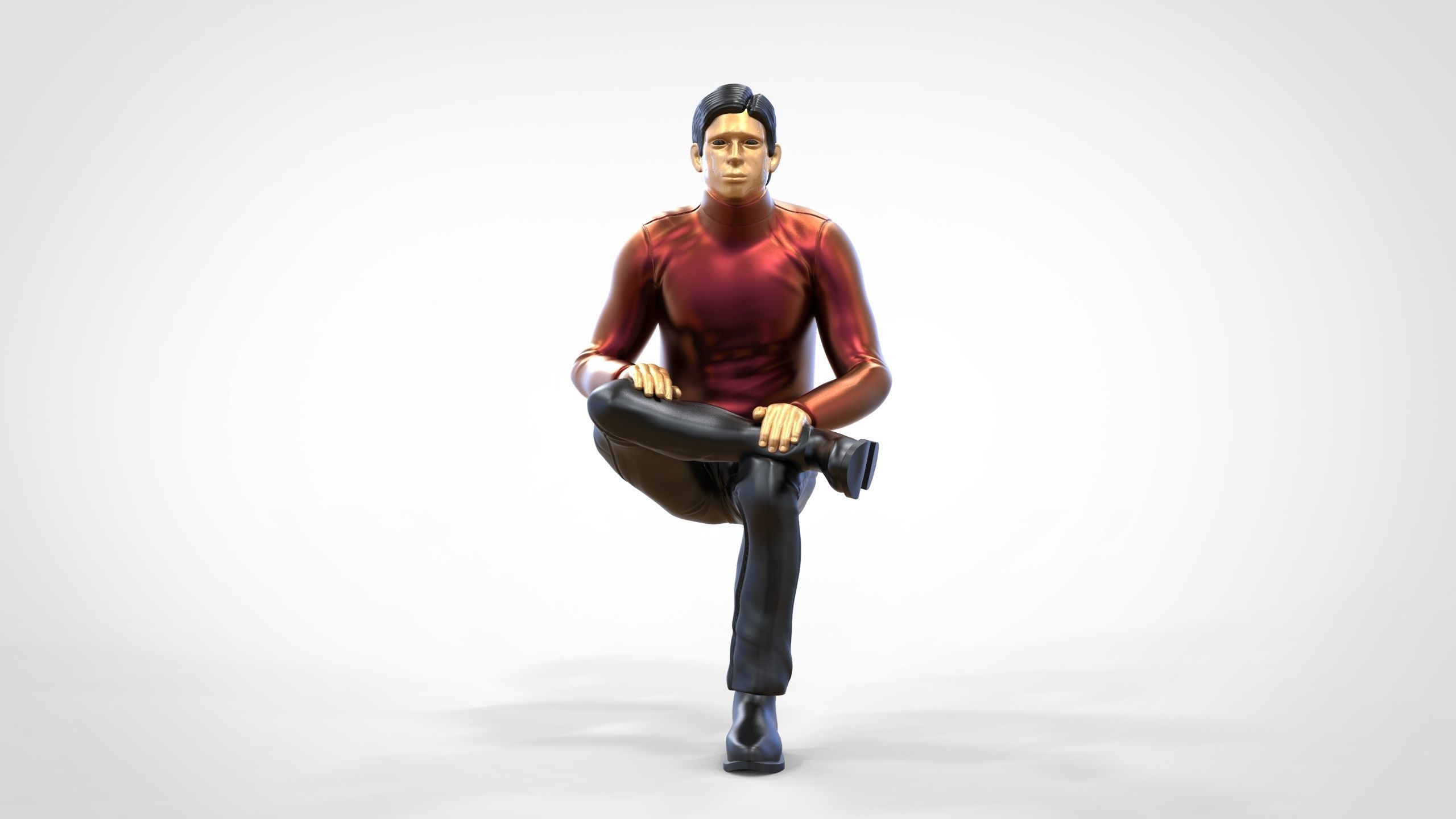 N4 Sitting man waiting 3D print model_19