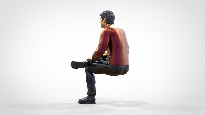 N4 Sitting man waiting  3D print model 5