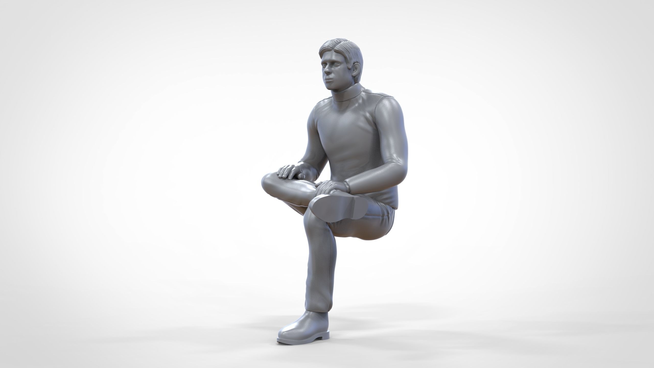 N4 Sitting man waiting 3D print model_1
