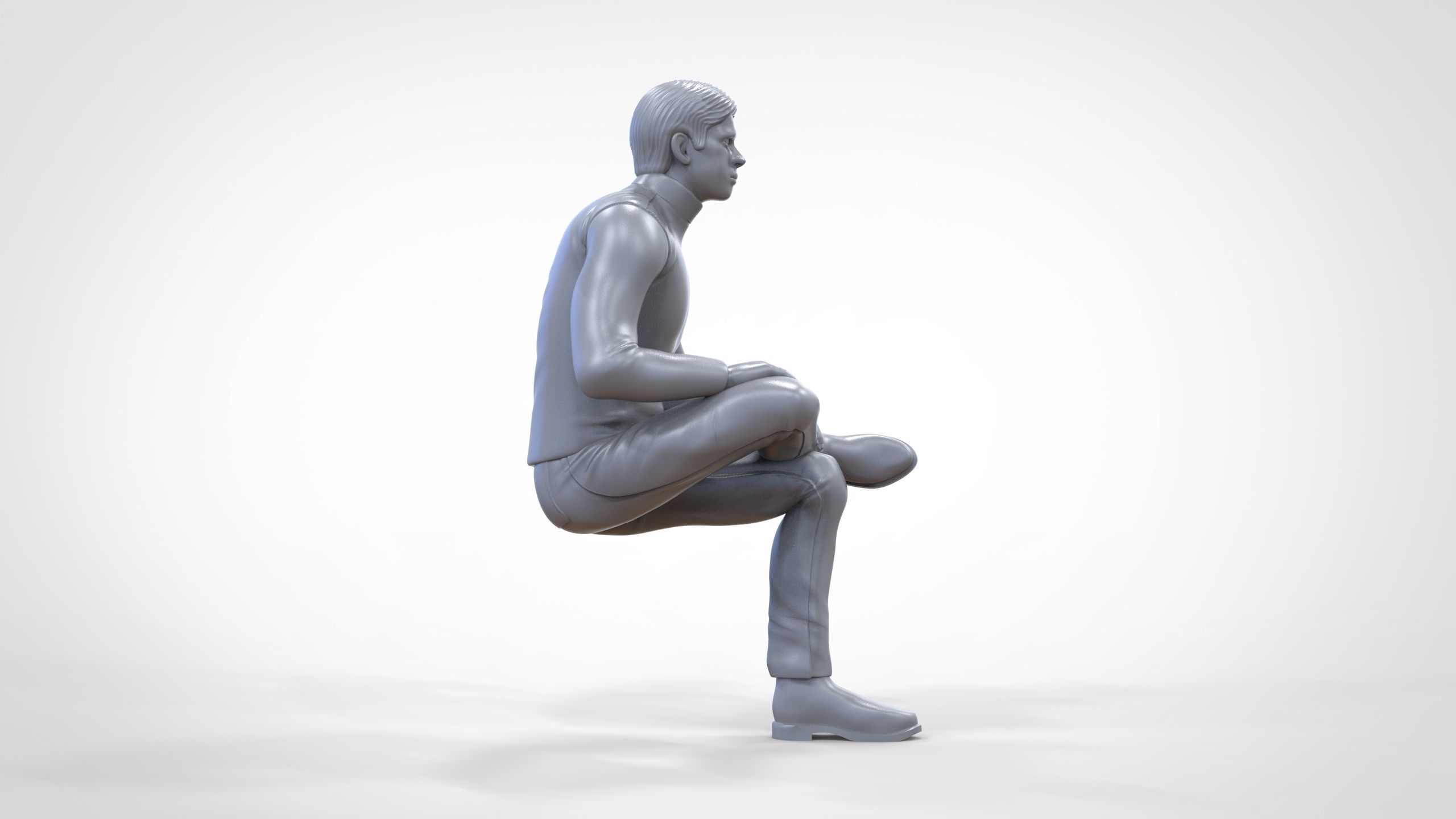 N4 Sitting man waiting 3D print model_24