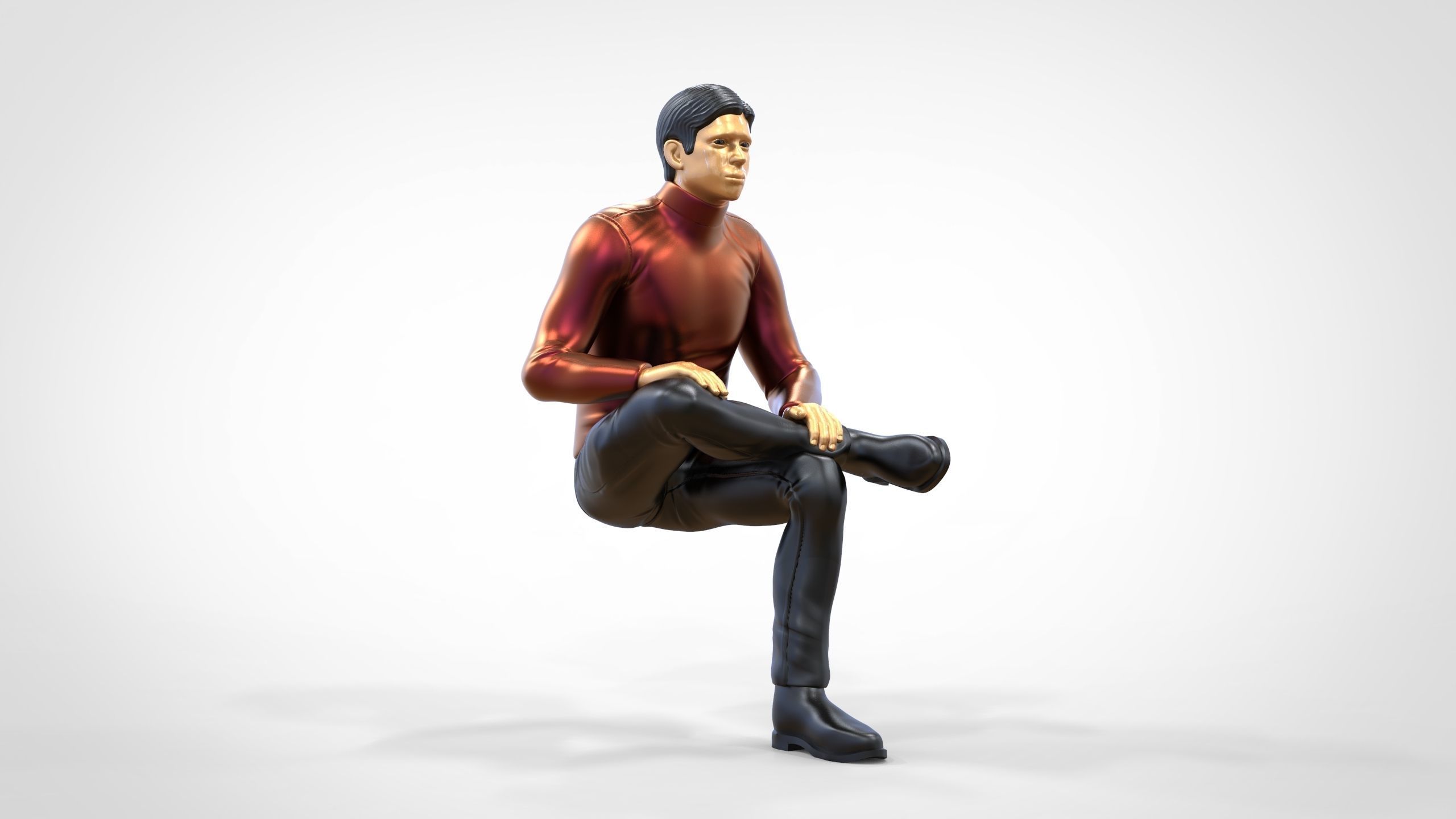 N4 Sitting man waiting 3D print model_22