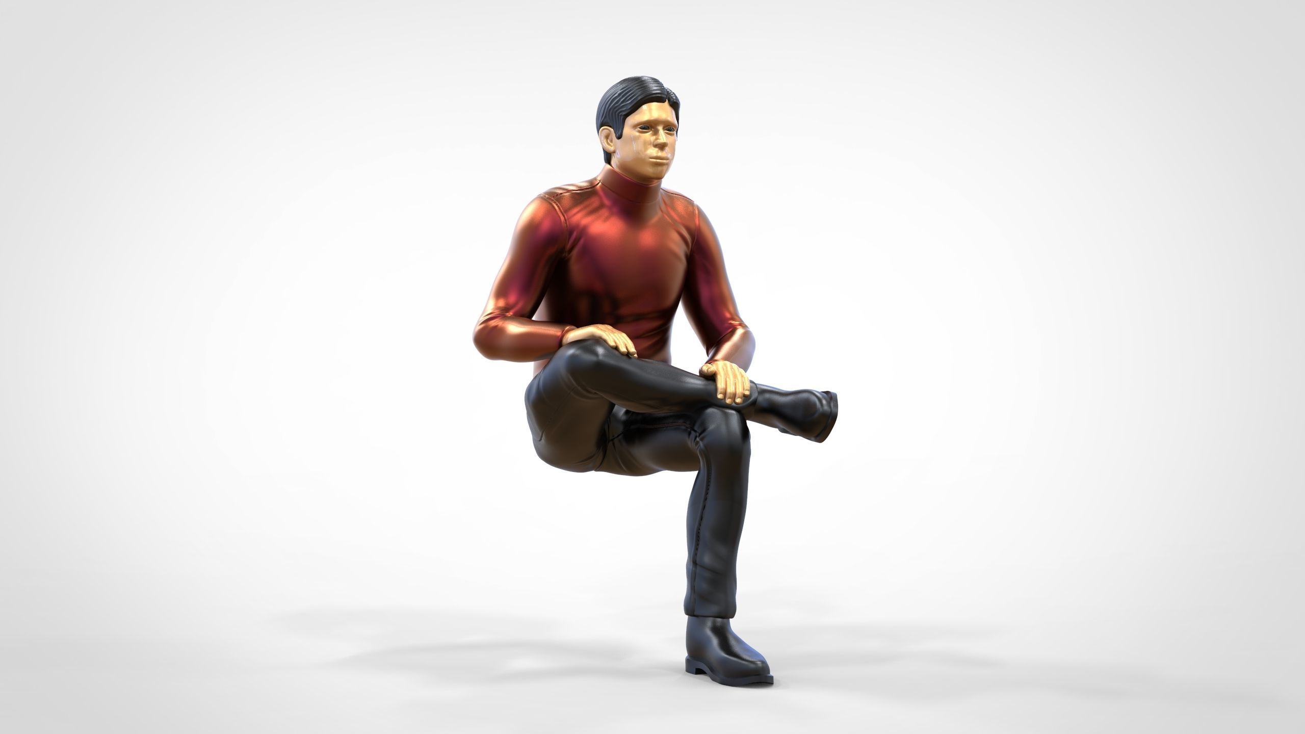 N4 Sitting man waiting 3D print model_21