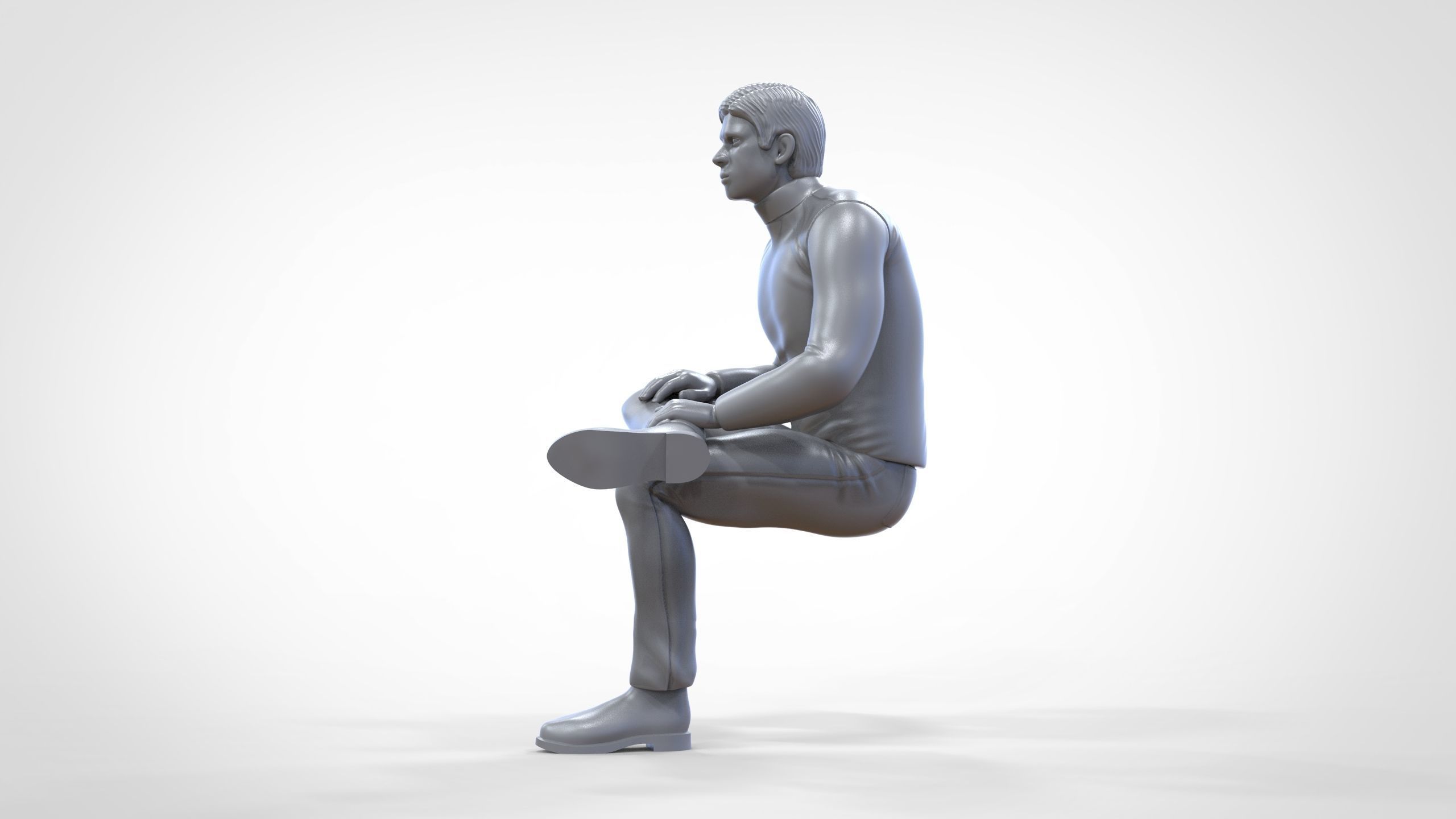 N4 Sitting man waiting 3D print model_29