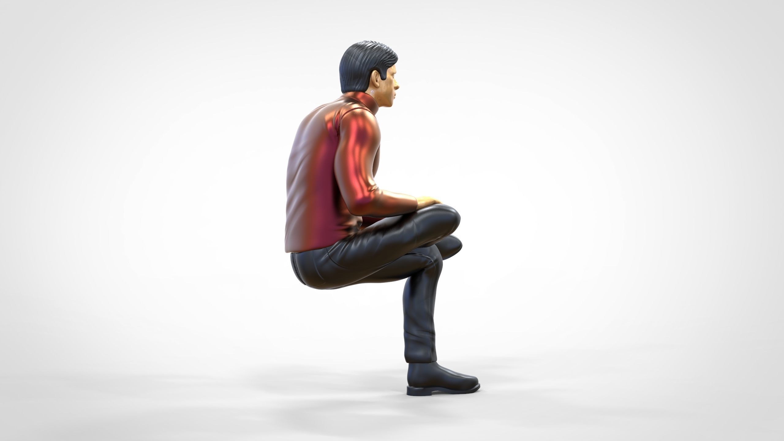 N4 Sitting man waiting 3D print model_8