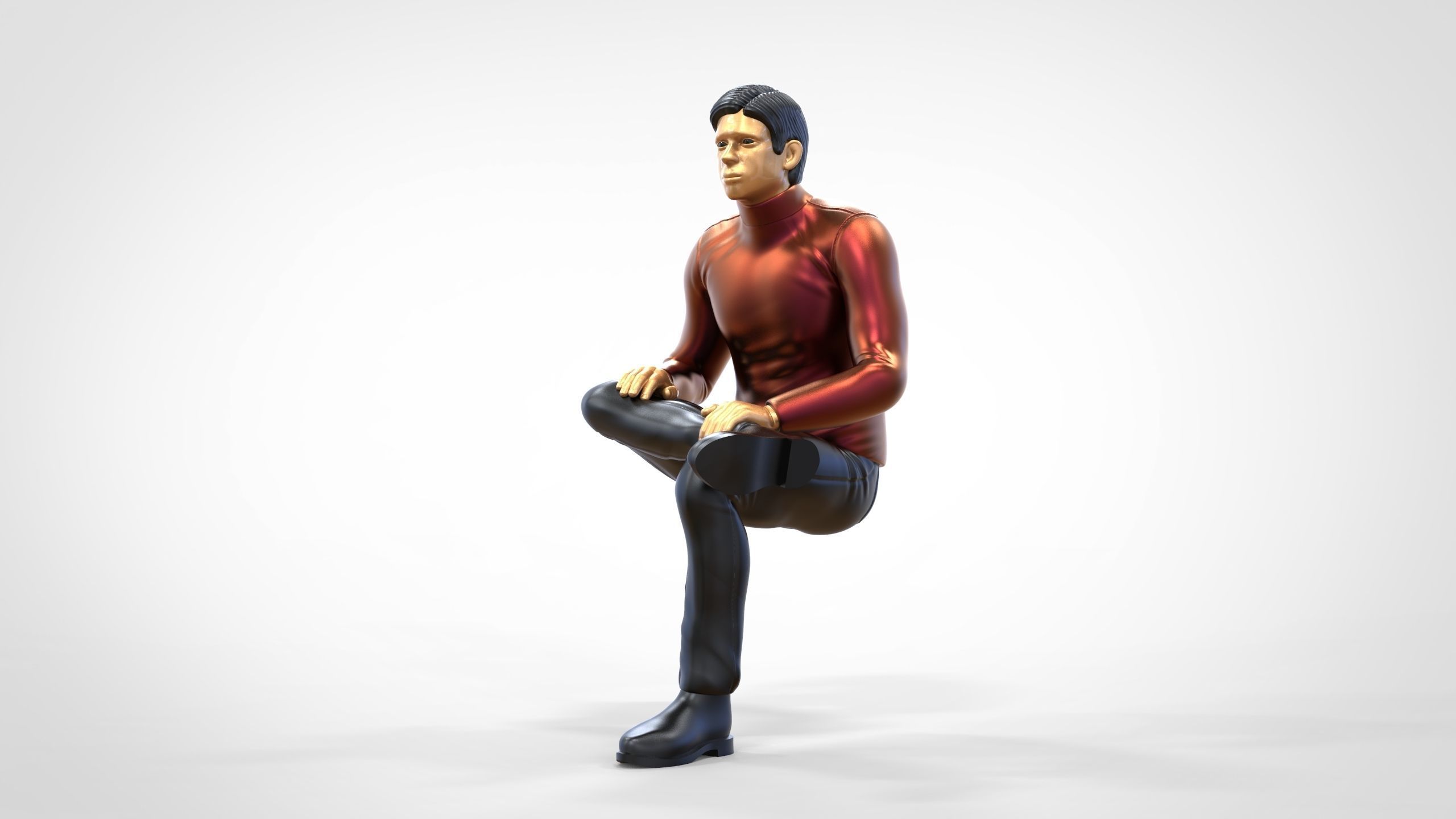 N4 Sitting man waiting 3D print model_17