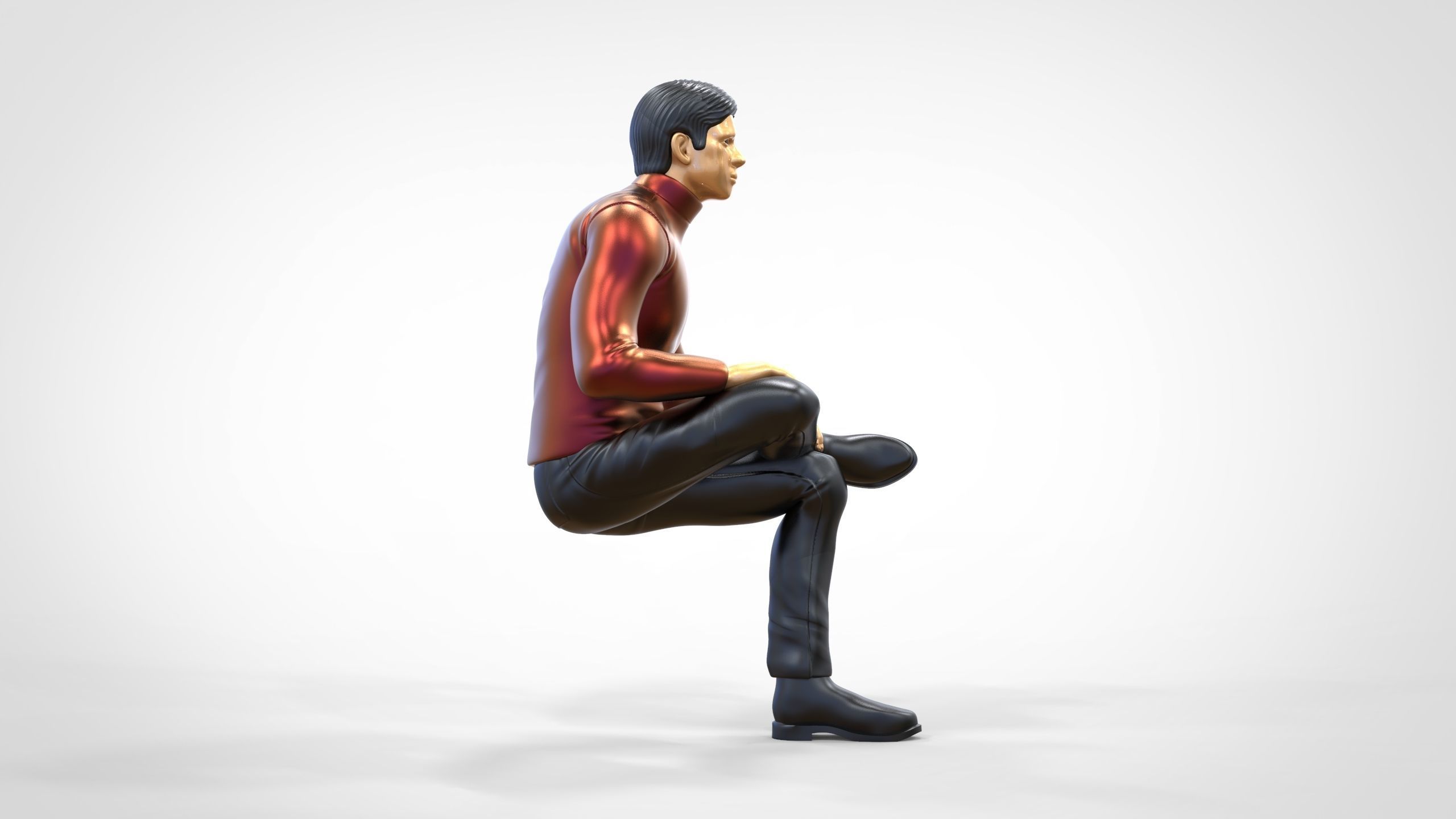 N4 Sitting man waiting 3D print model_7