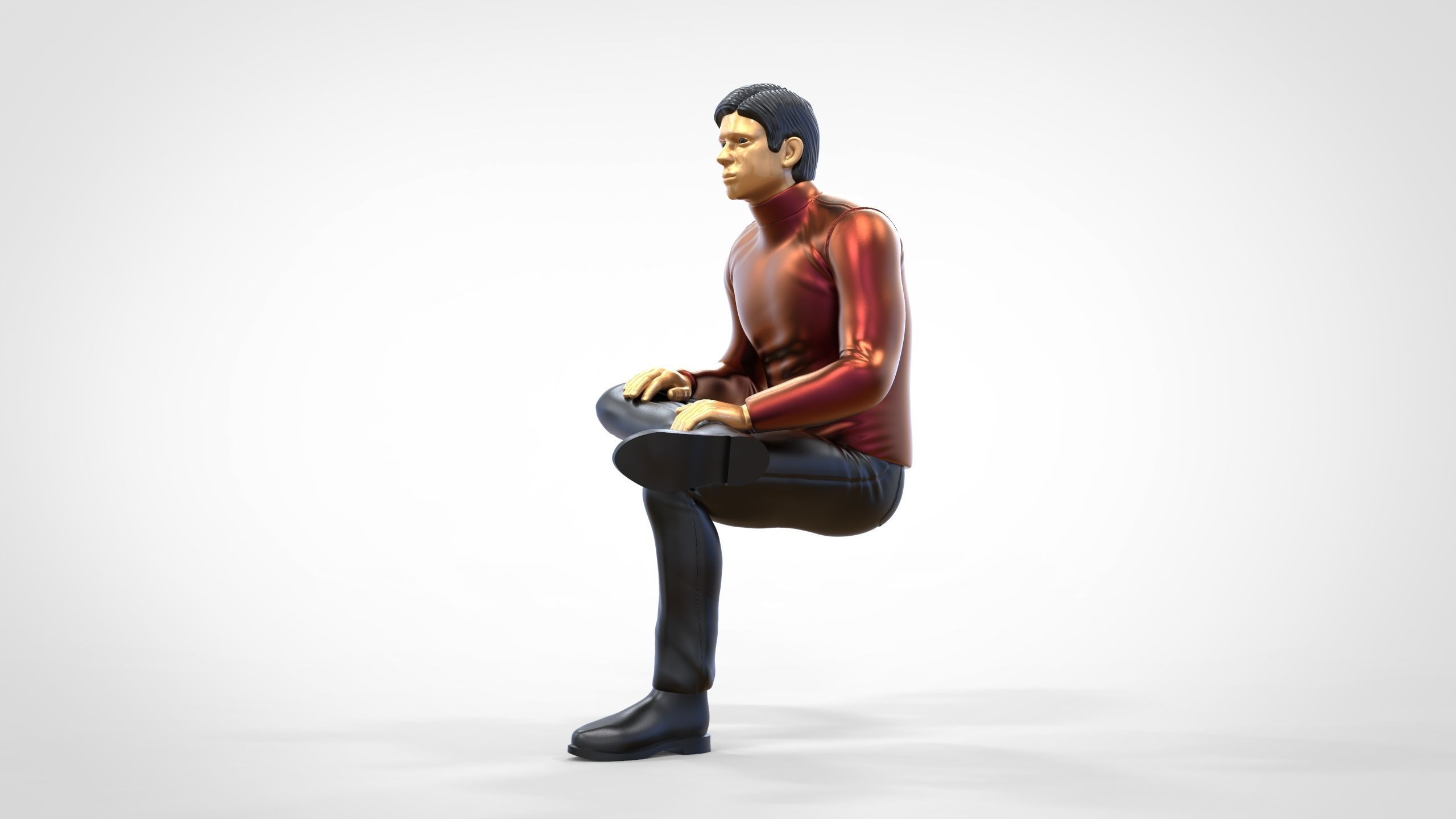 N4 Sitting man waiting 3D print model_16