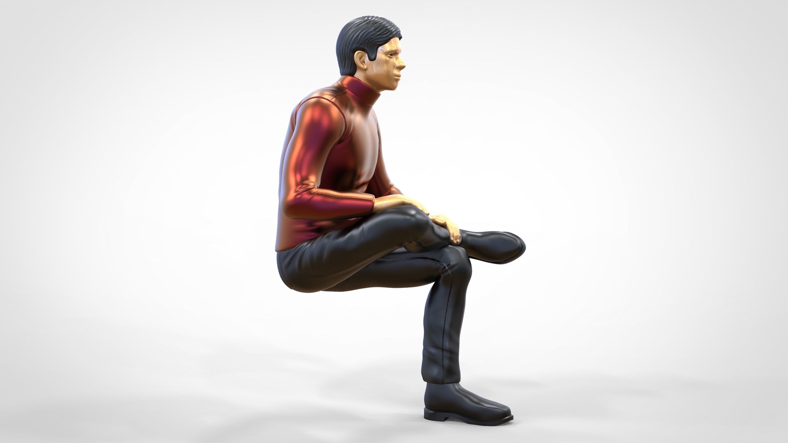 N4 Sitting man waiting 3D print model_3