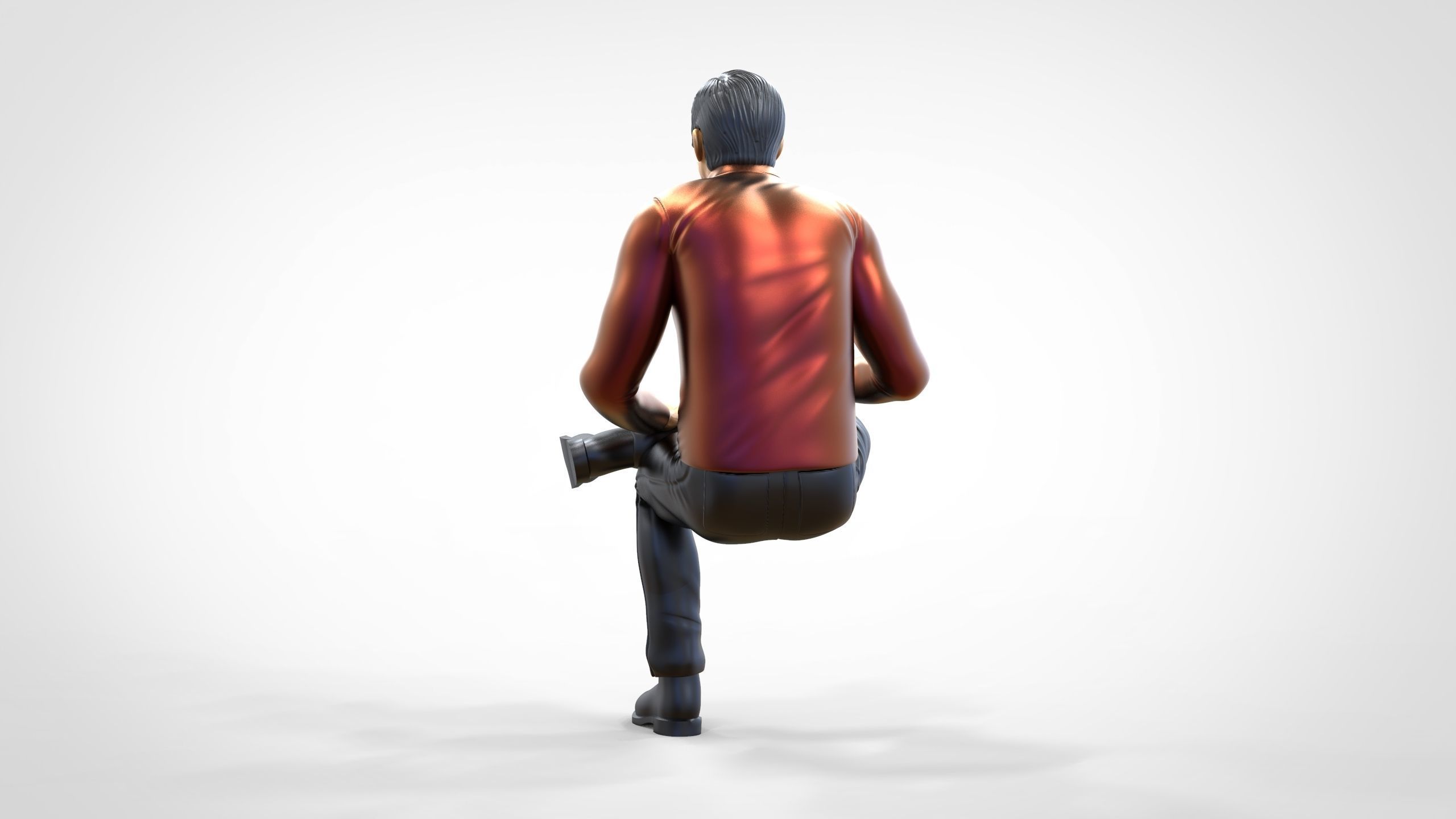 N4 Sitting man waiting 3D print model_12
