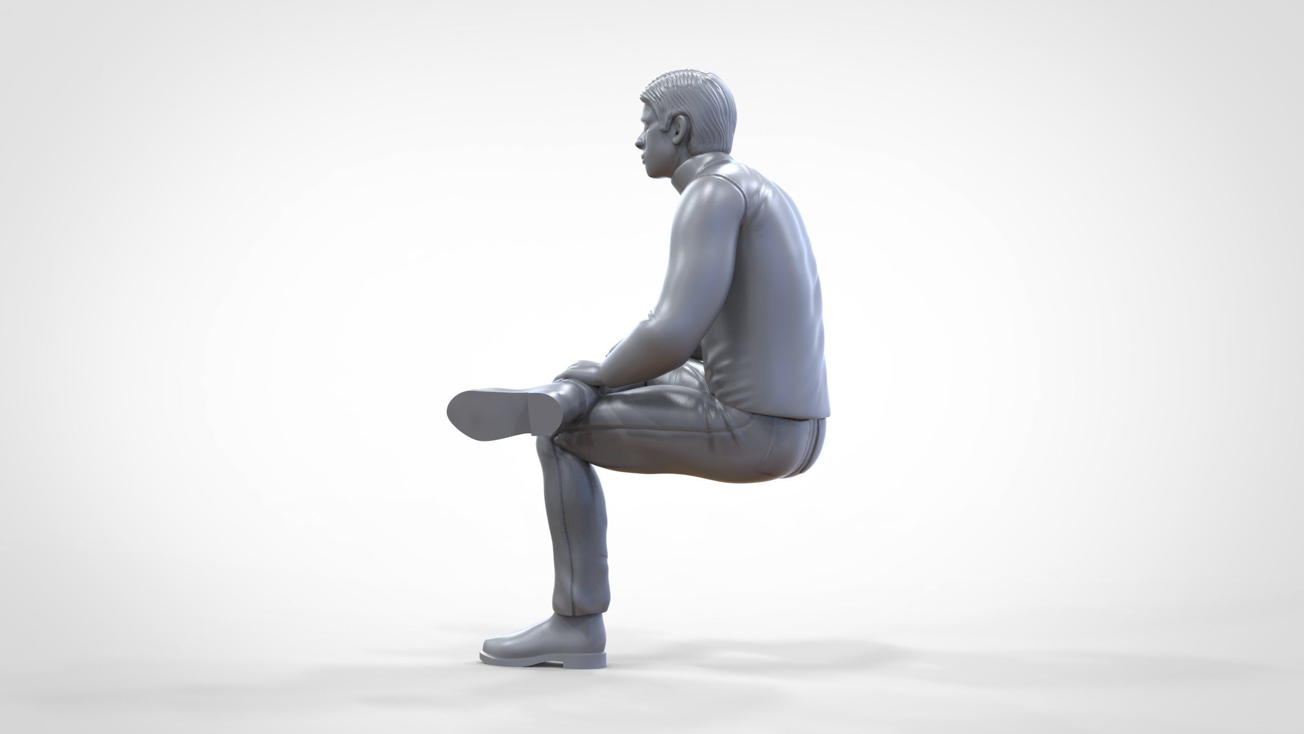 N4 Sitting man waiting 3D print model_28