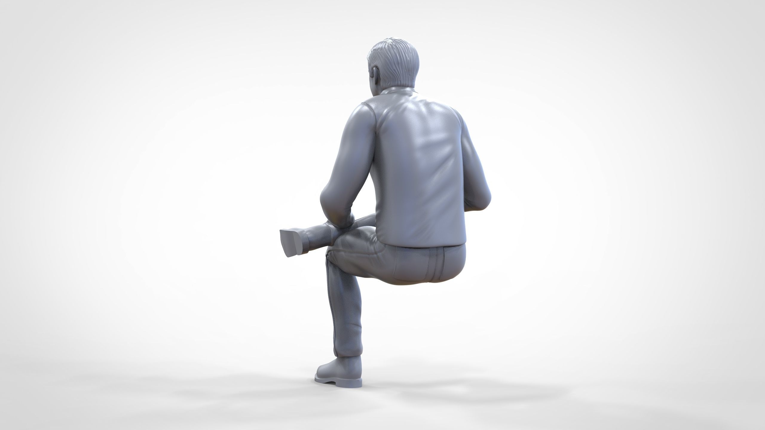 N4 Sitting man waiting 3D print model_27