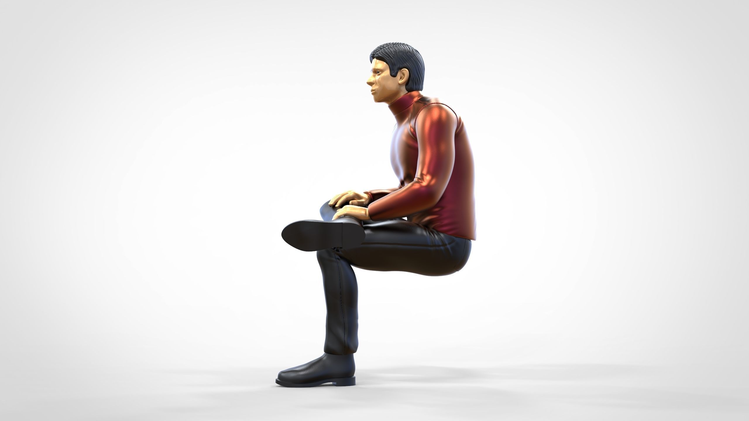 N4 Sitting man waiting 3D print model_15