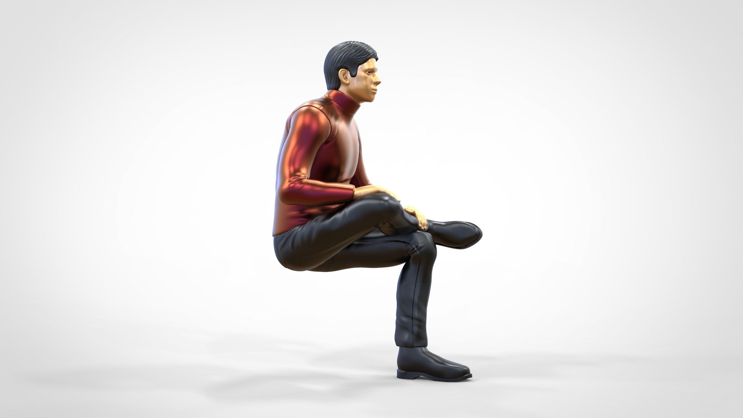 N4 Sitting man waiting 3D print model_6