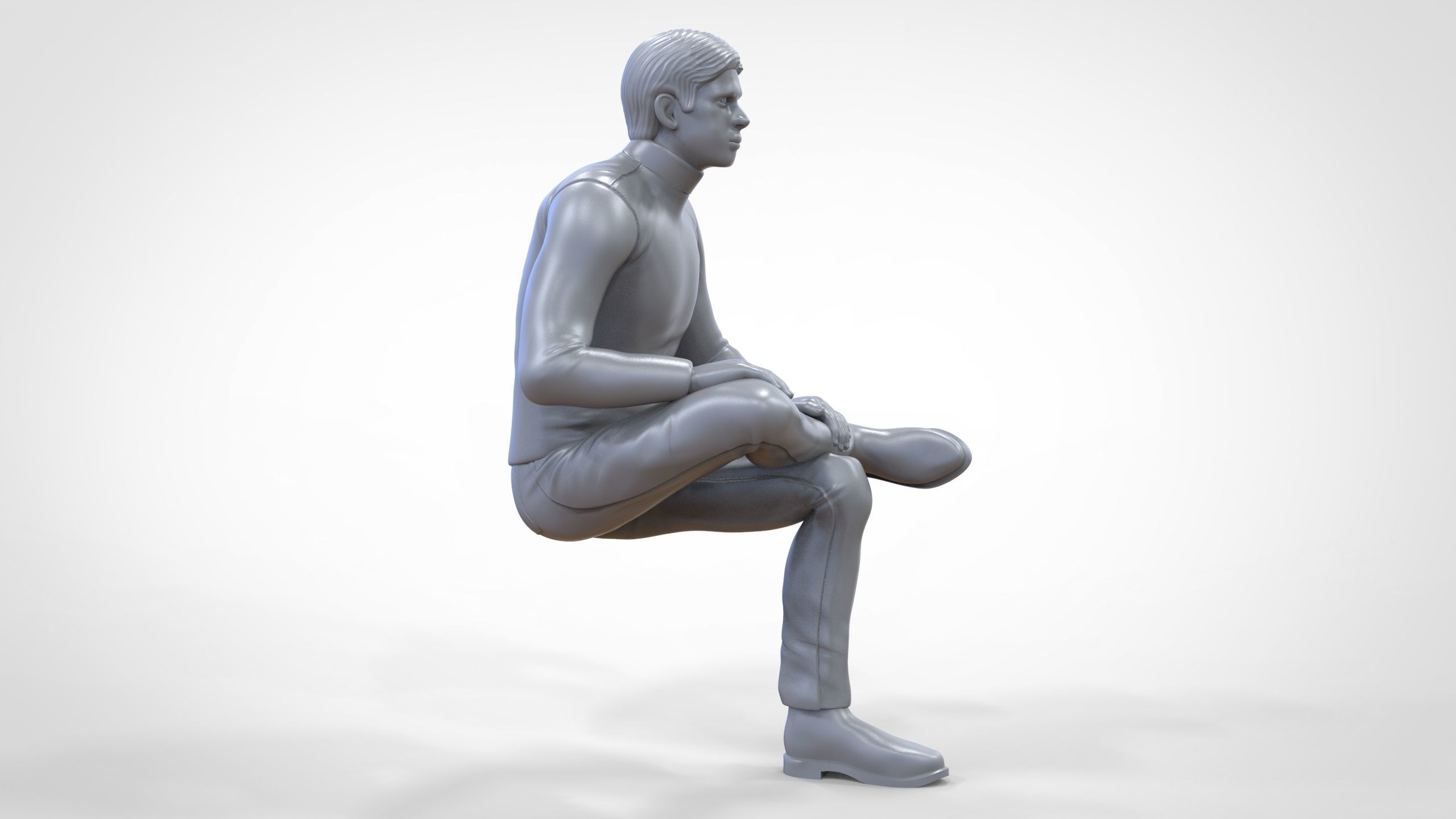 N4 Sitting man waiting 3D print model_23