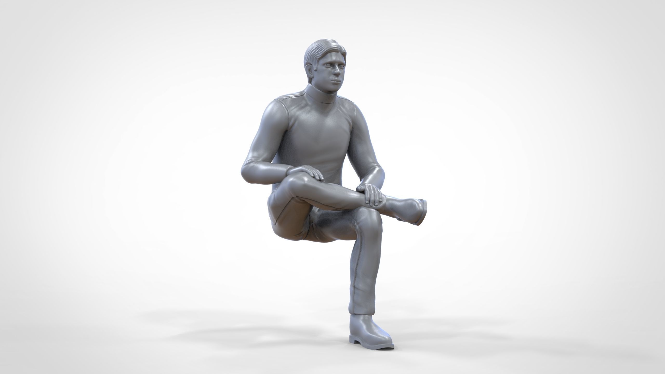 N4 Sitting man waiting 3D print model_31