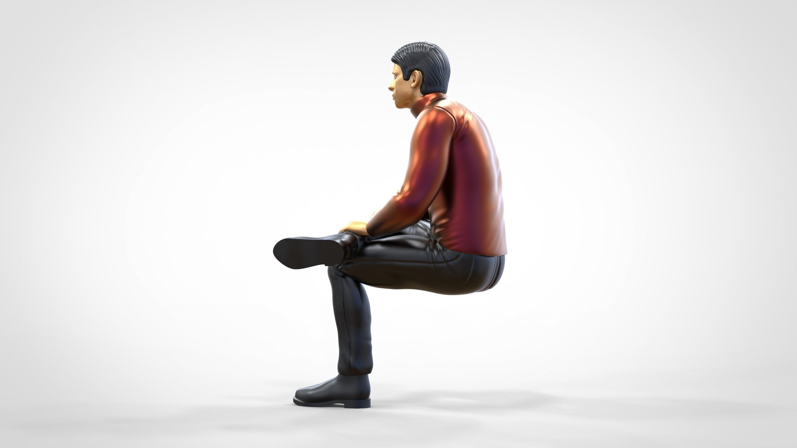 N4 Sitting man waiting 3D print model_5