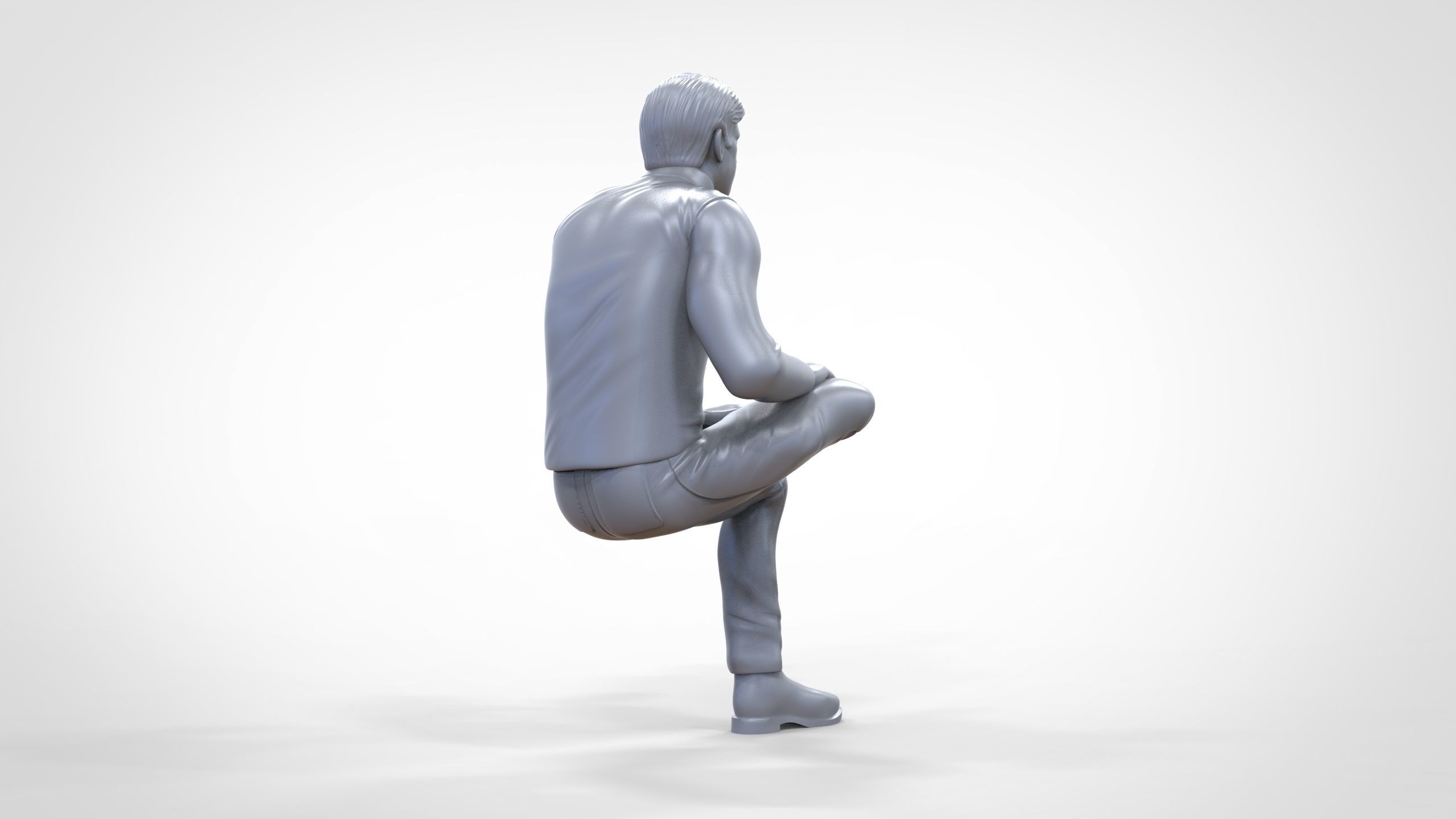 N4 Sitting man waiting 3D print model_25