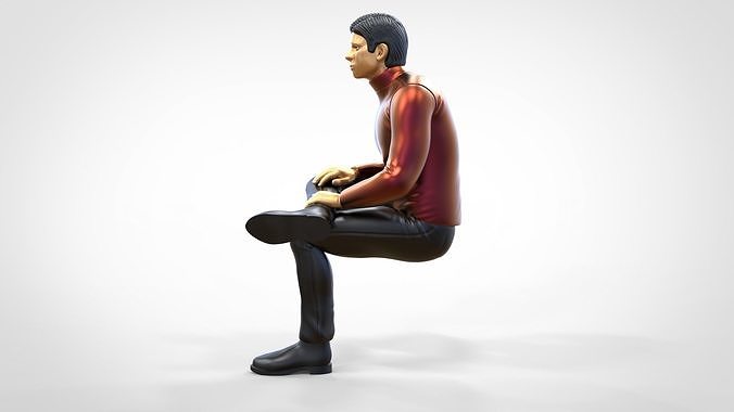 N4 Sitting man waiting  3D print model 3
