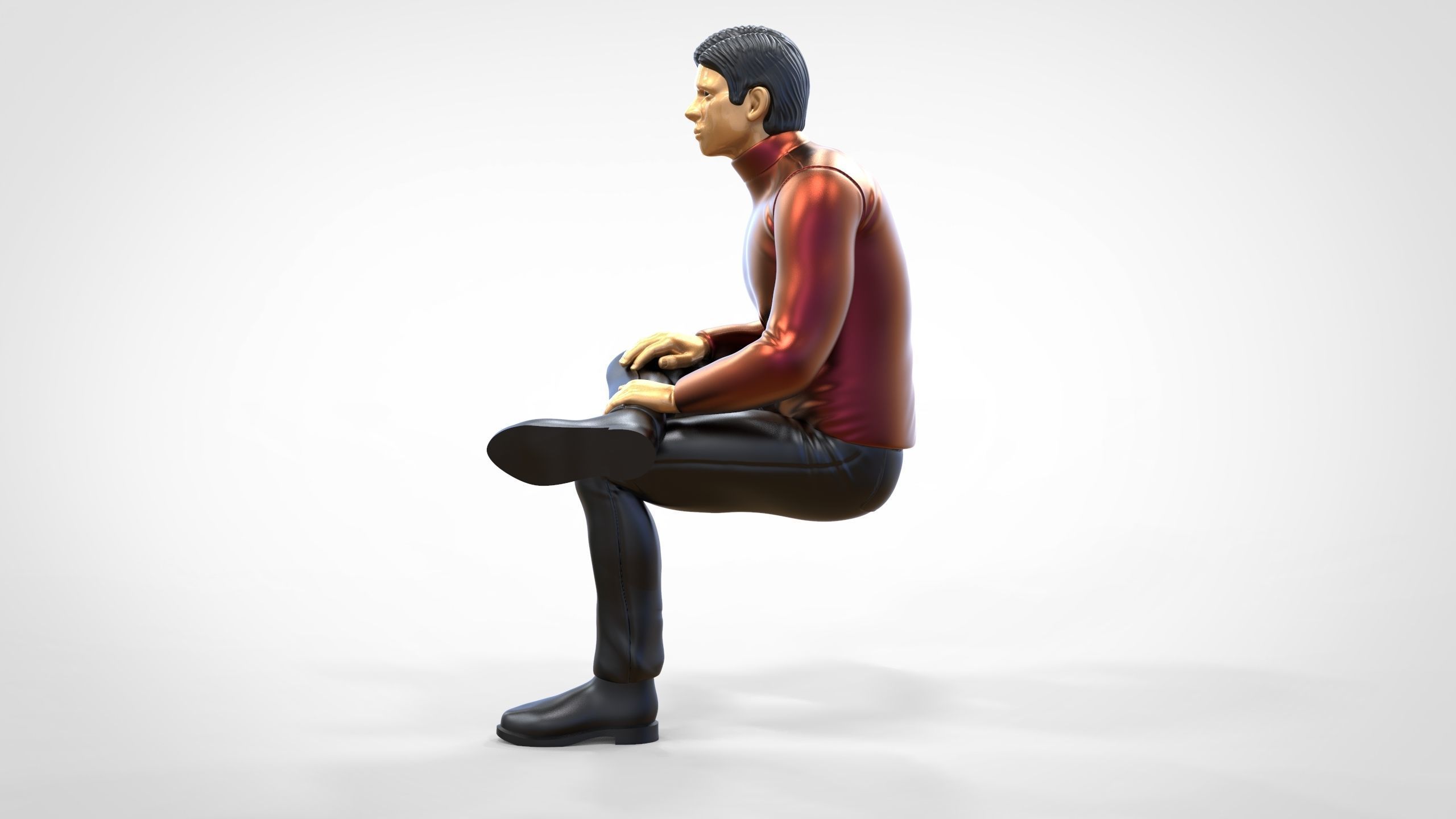 N4 Sitting man waiting 3D print model_2