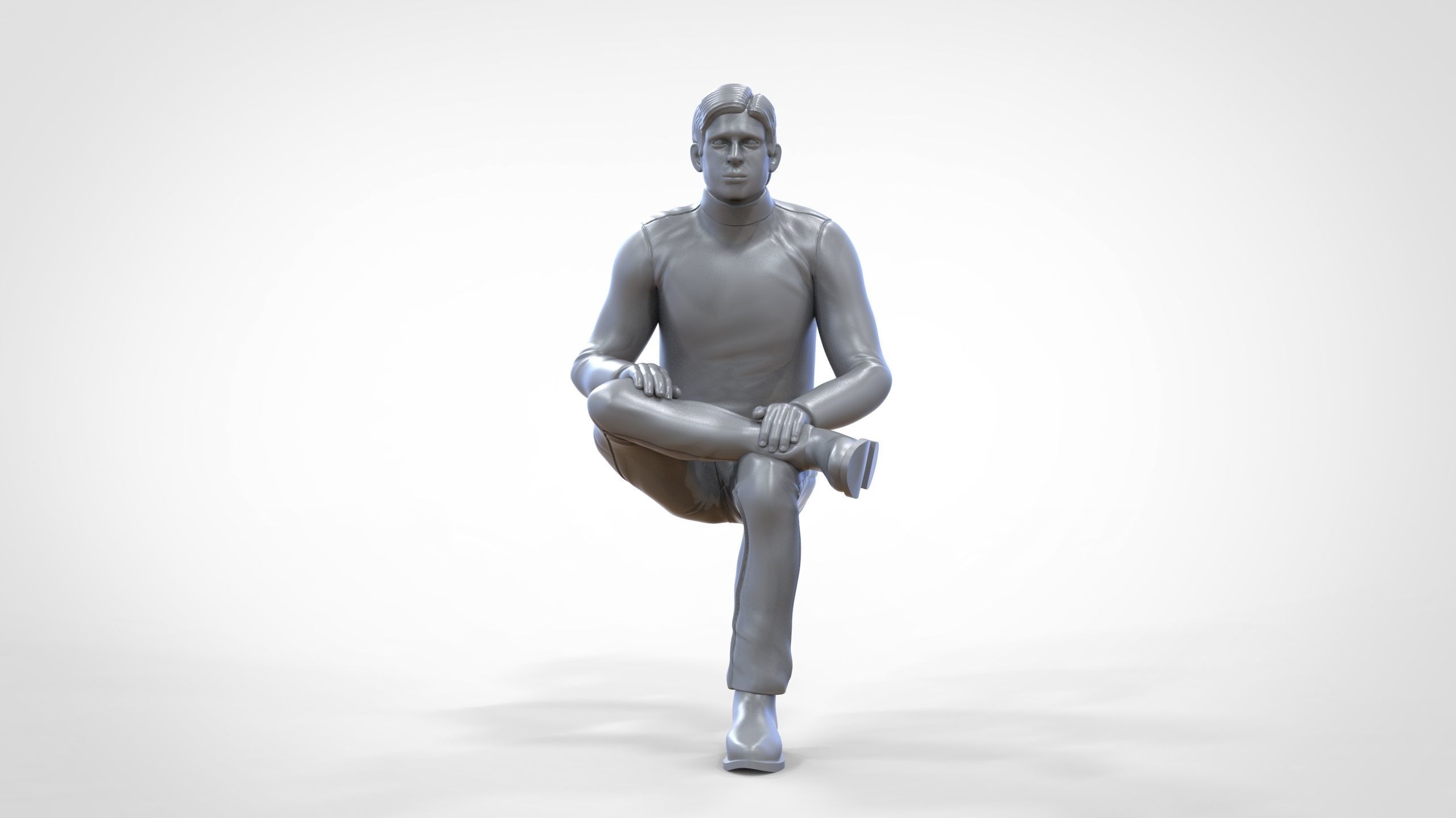 N4 Sitting man waiting 3D print model_30