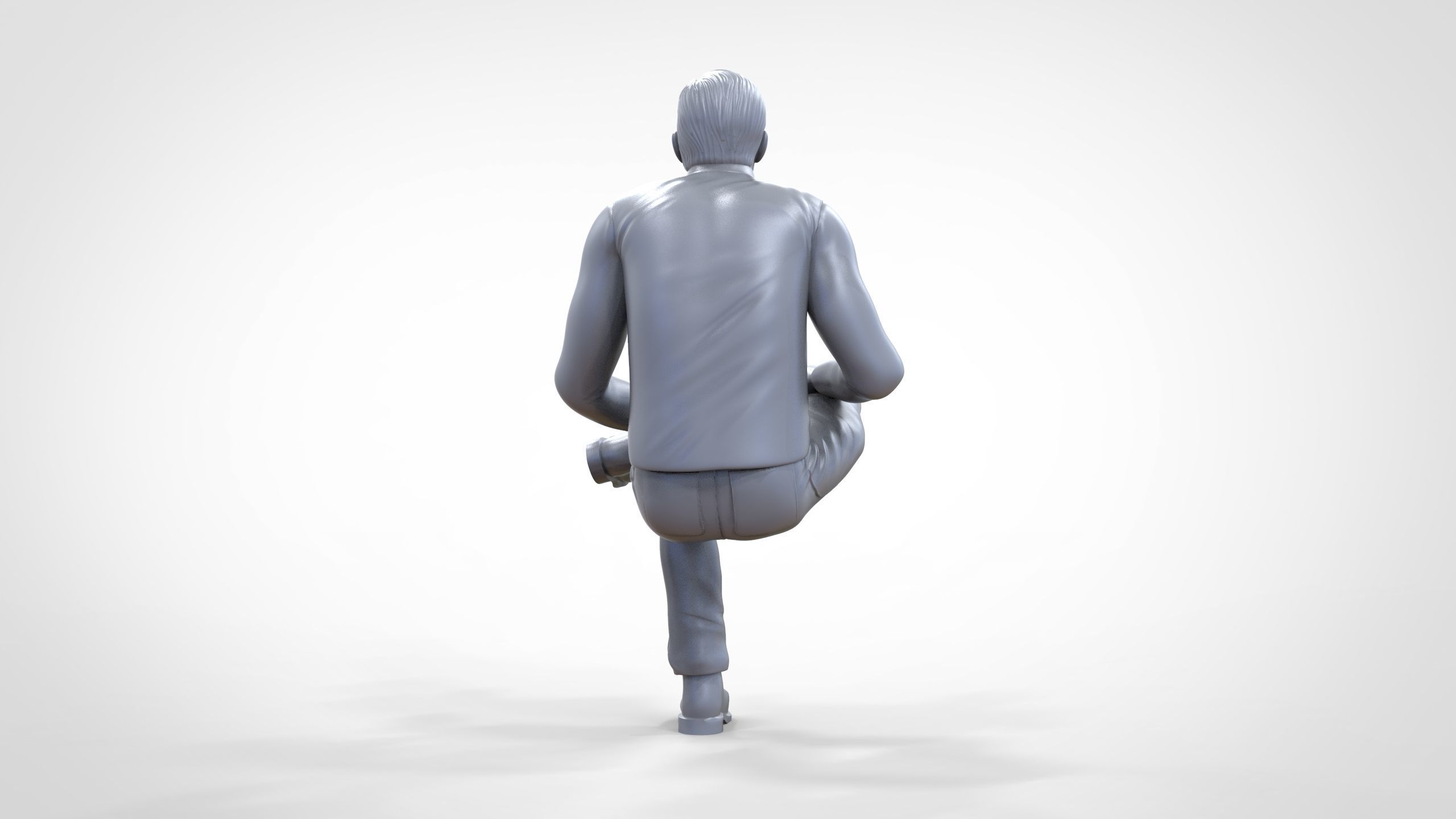 N4 Sitting man waiting 3D print model_26