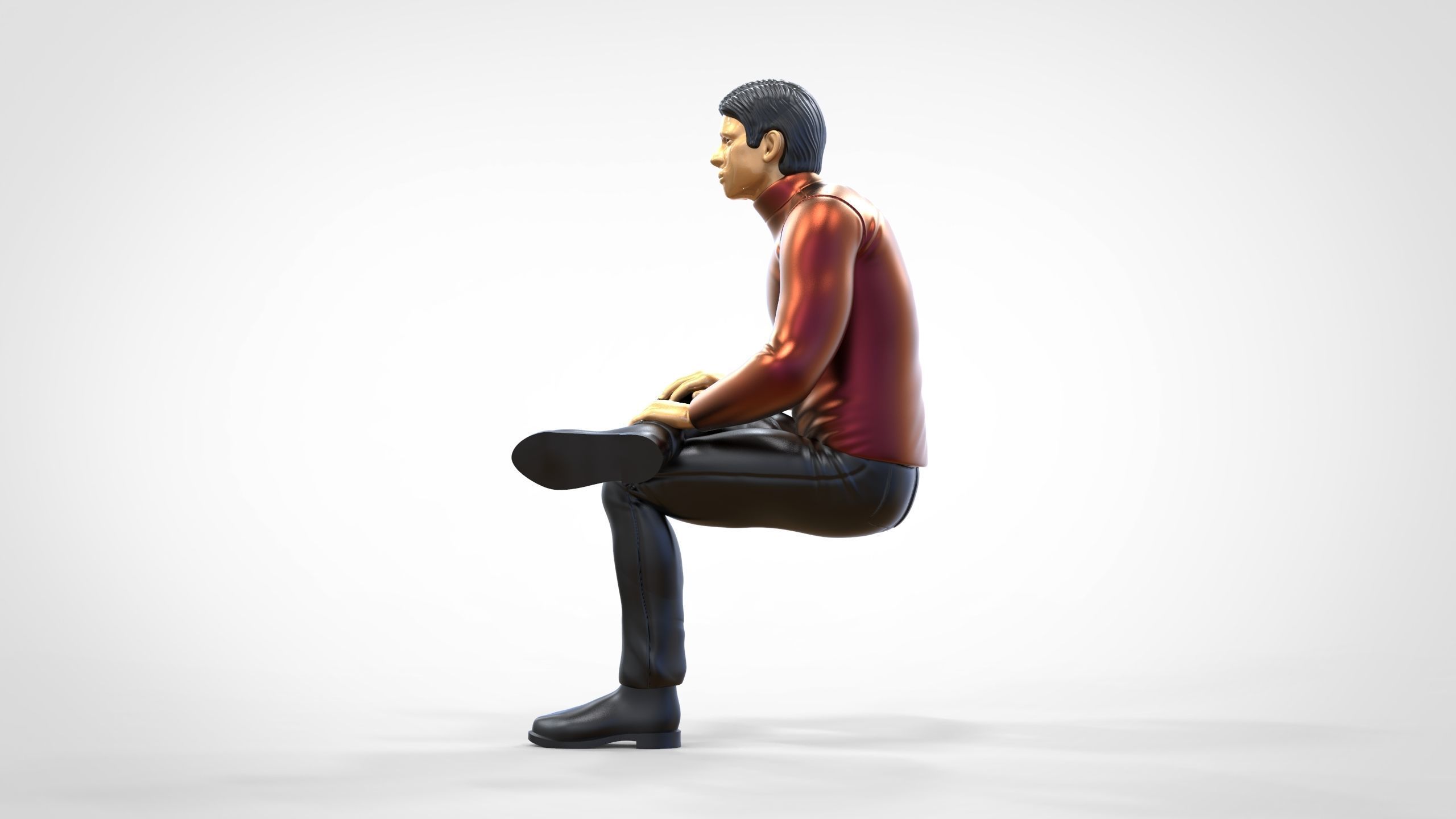 N4 Sitting man waiting 3D print model_14