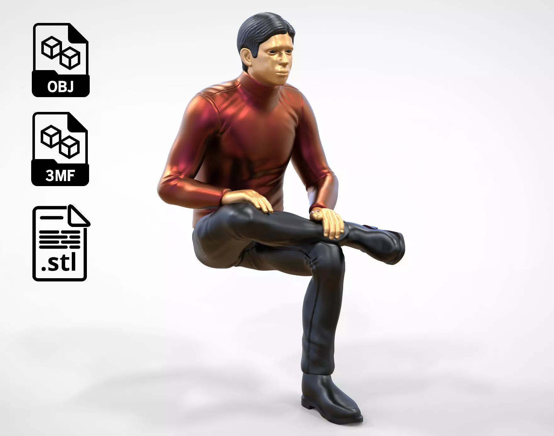 N4 Sitting man waiting 3D print model_0