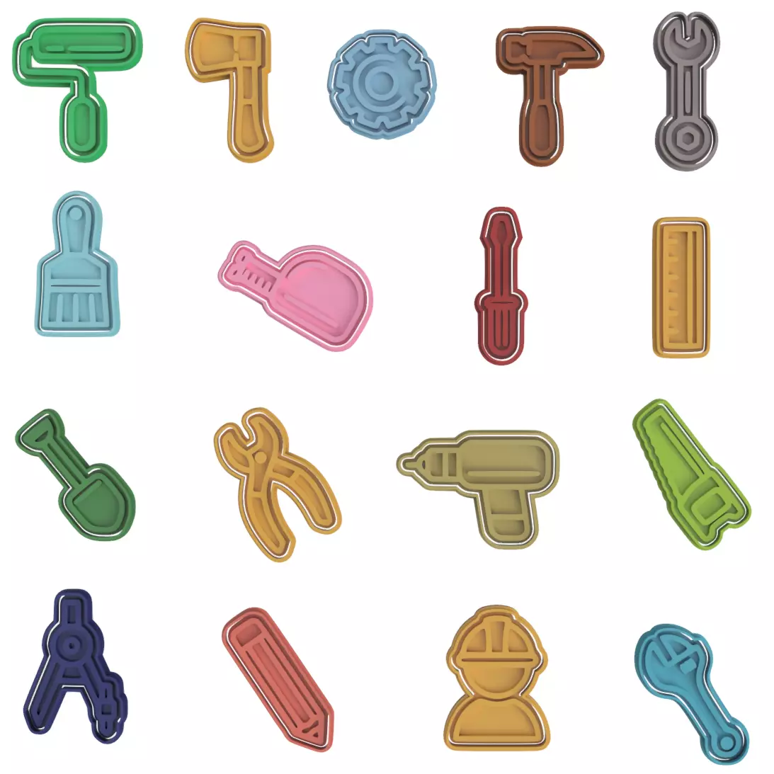 TOOLS COOKIE CUTTER SET OF 17 - Can be used commercially 3D print model_0