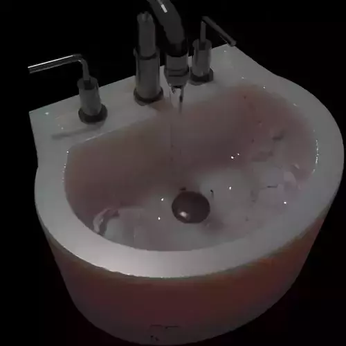 Photorealistic 3D Sink With Realistic Water Fluid Simulation