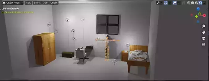 room with rigged woman