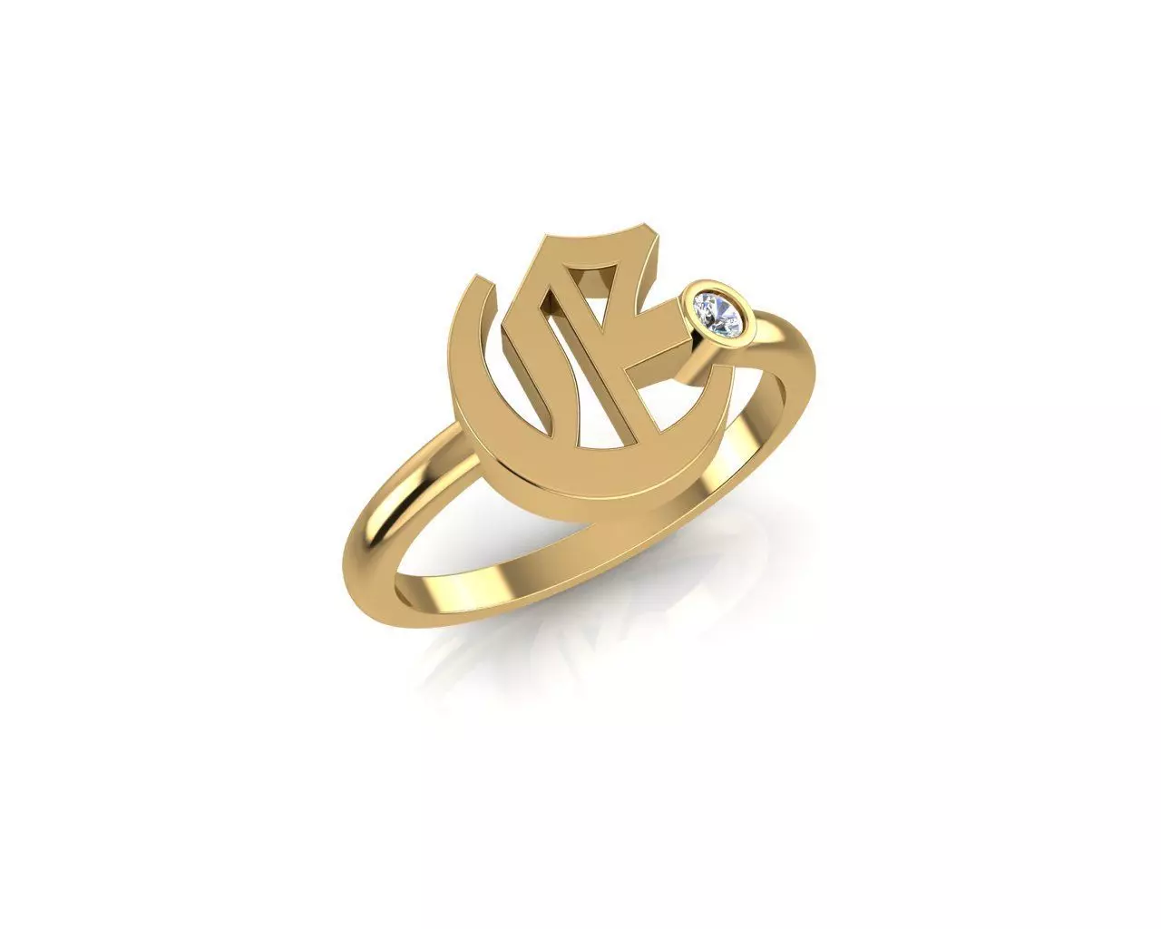 - Old English font ring E 3D print model_0