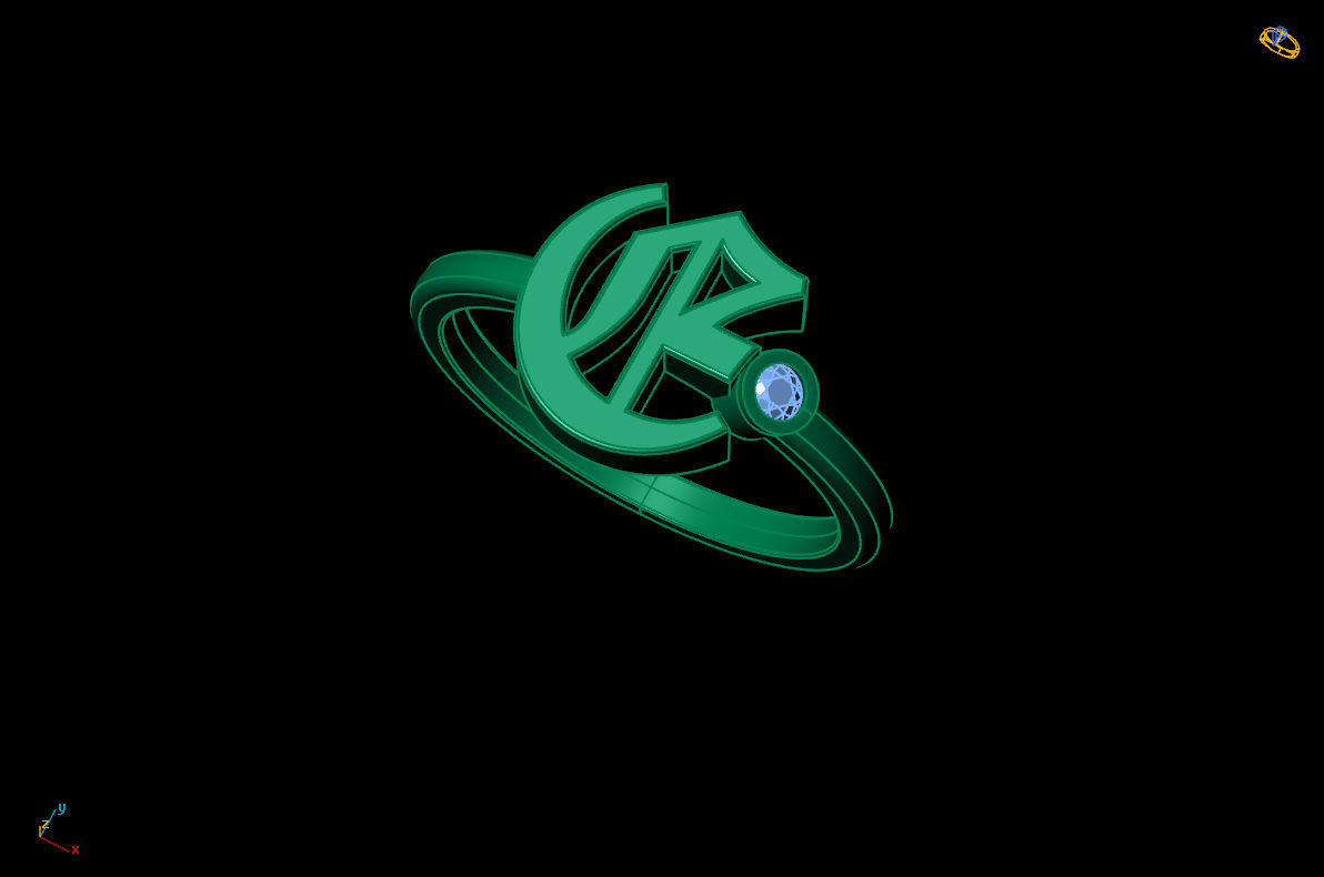 - Old English font ring E 3D print model_9