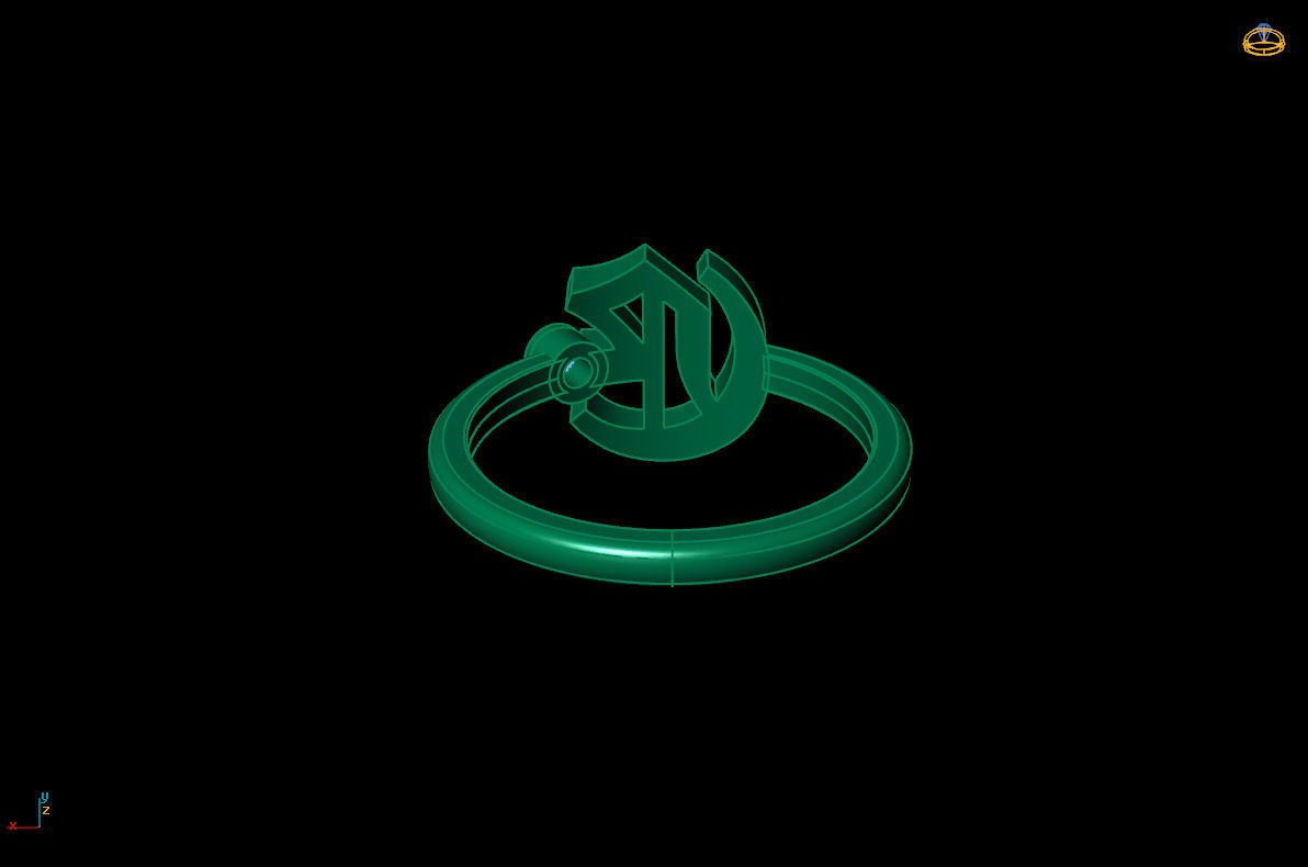 - Old English font ring E 3D print model_10