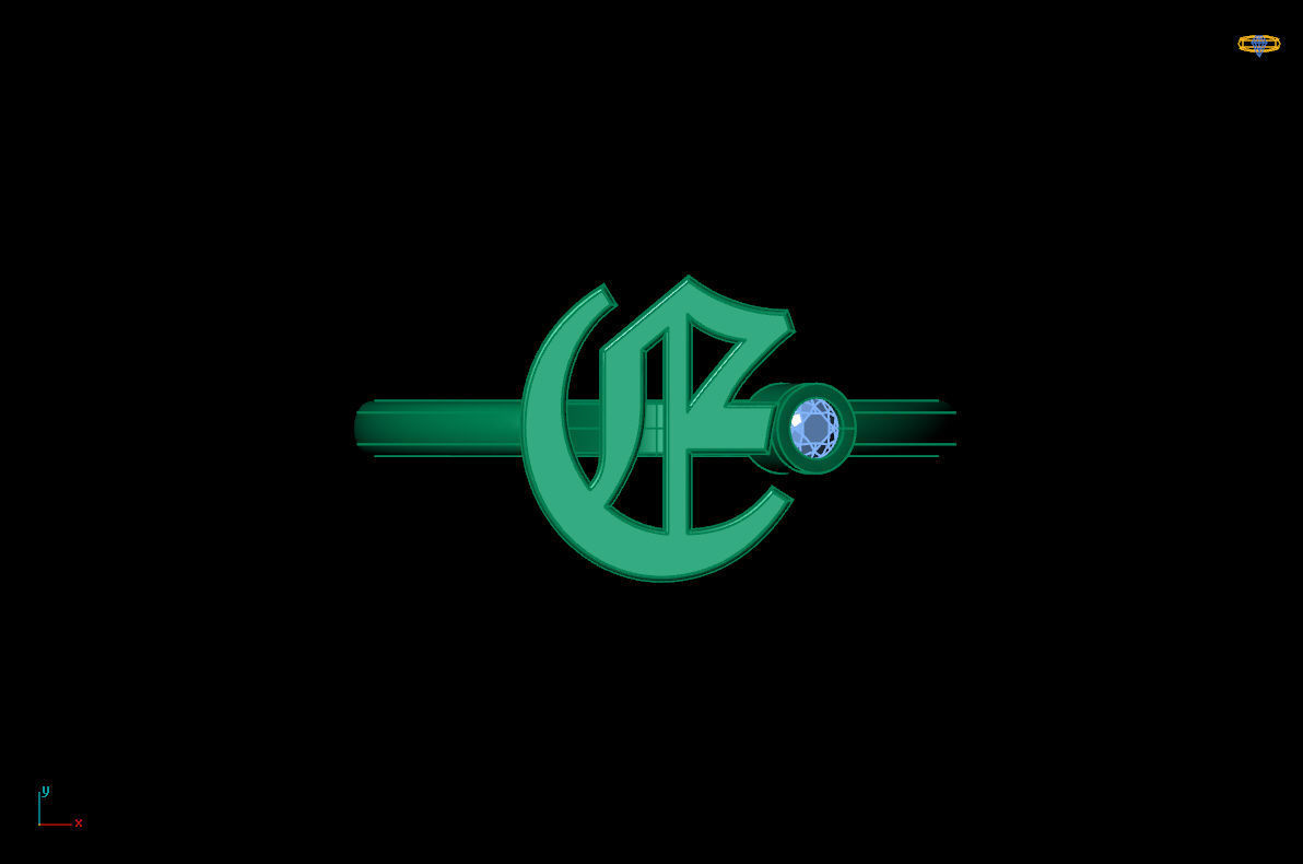 - Old English font ring E 3D print model_6