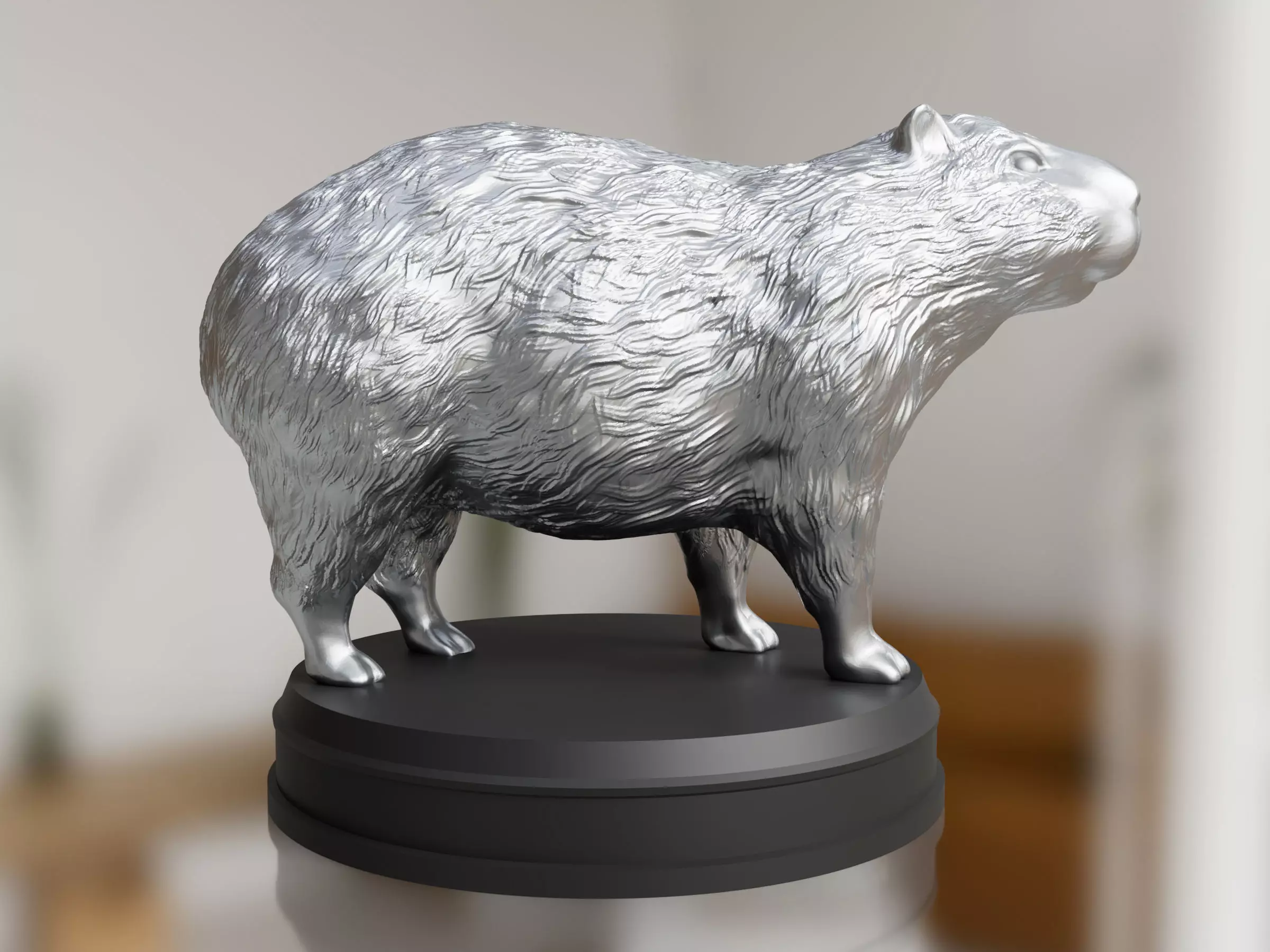 Silver Furry Capybara 3D print model_0