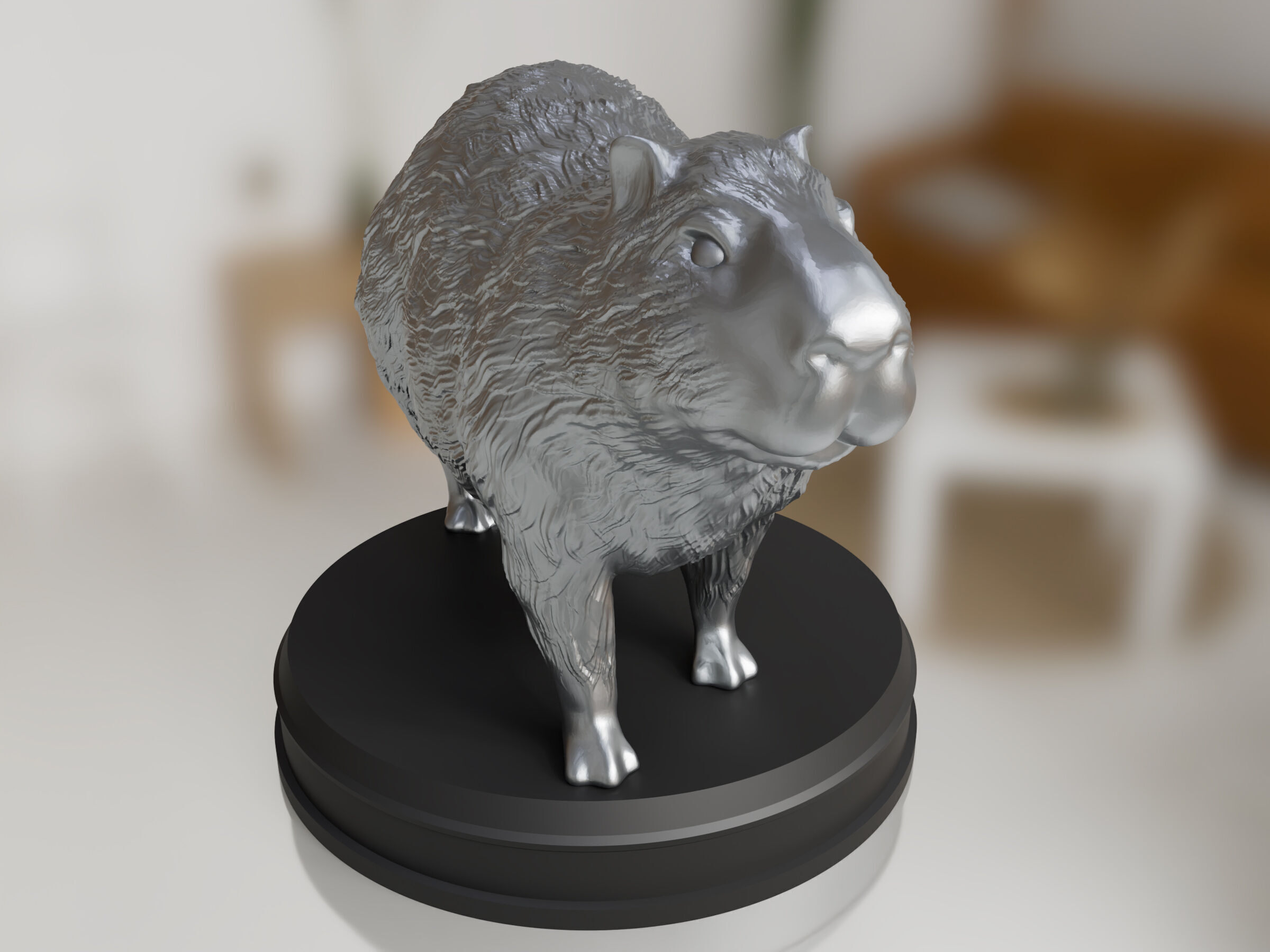 Silver Furry Capybara 3D print model_2