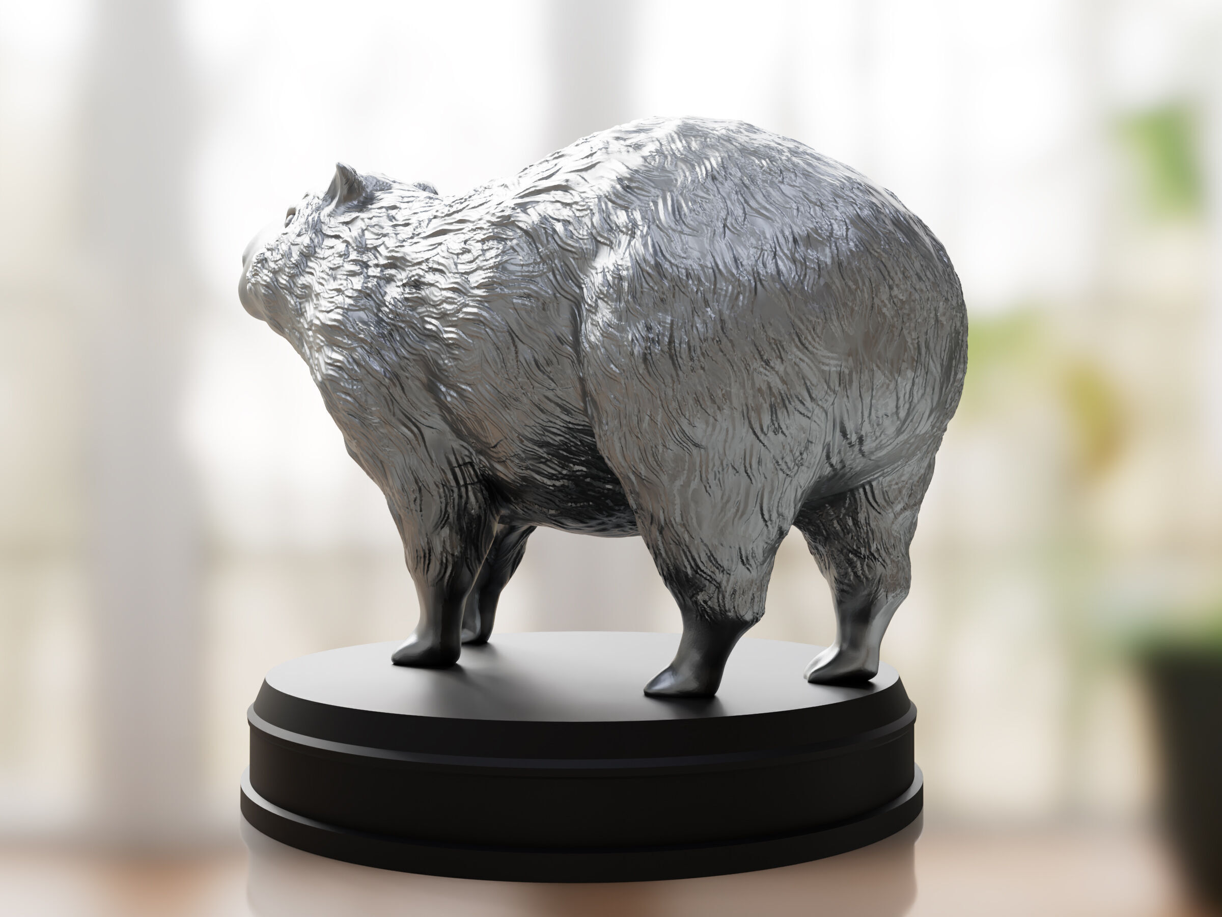 Silver Furry Capybara 3D print model_4