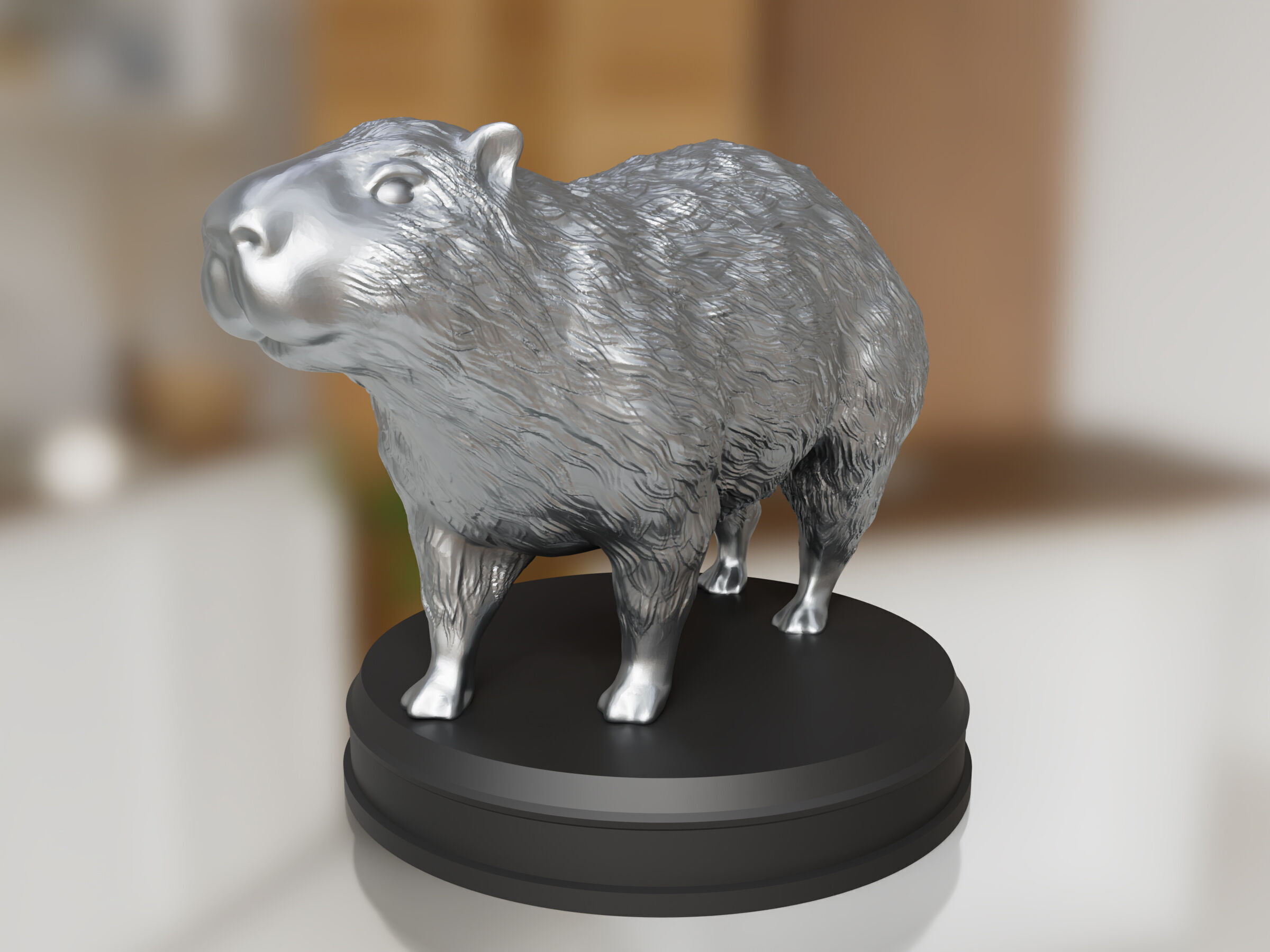 Silver Furry Capybara 3D print model_1