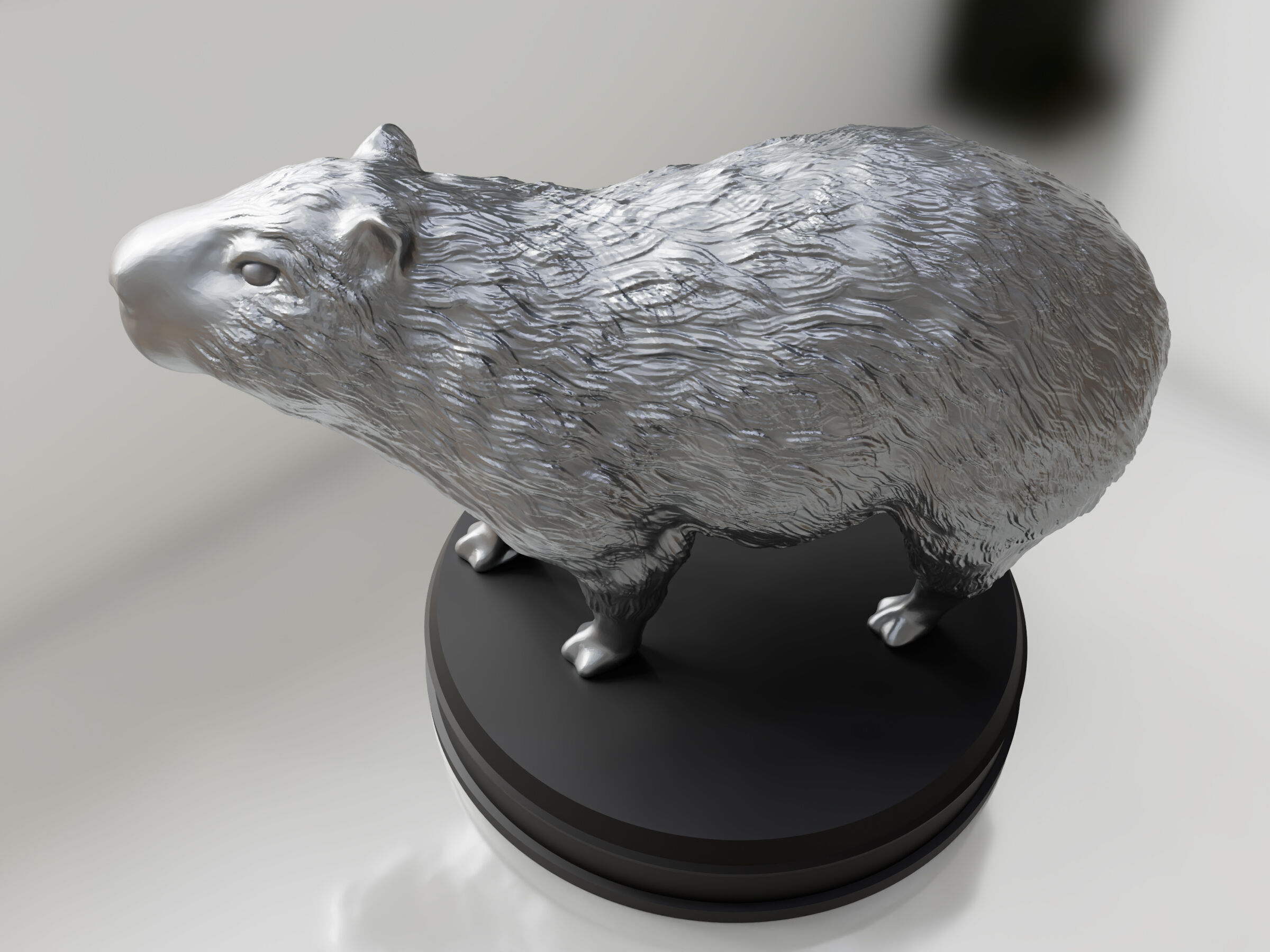 Silver Furry Capybara 3D print model_5