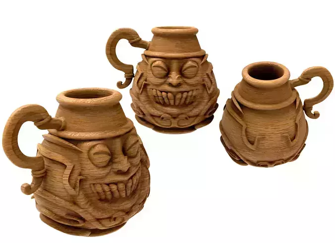 3D Model STL Mug three wooden mugs