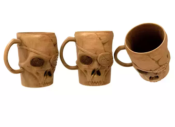 3D Model STL Mug three wooden skull mugs